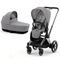 Cybex e-Priam & Lux Cot in Manhattan Grey Plus Pushchairs & Buggies 11337-CH-BLK-MAN-GRY 4063846136513