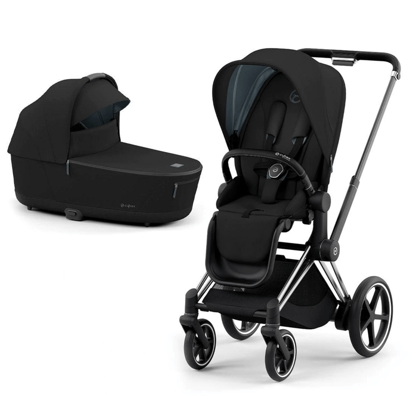 Cybex ePriam (2022) & Lux Cot in Deep Black Pushchairs & Buggies 11329-CH-BLK-BLK 4063846136315