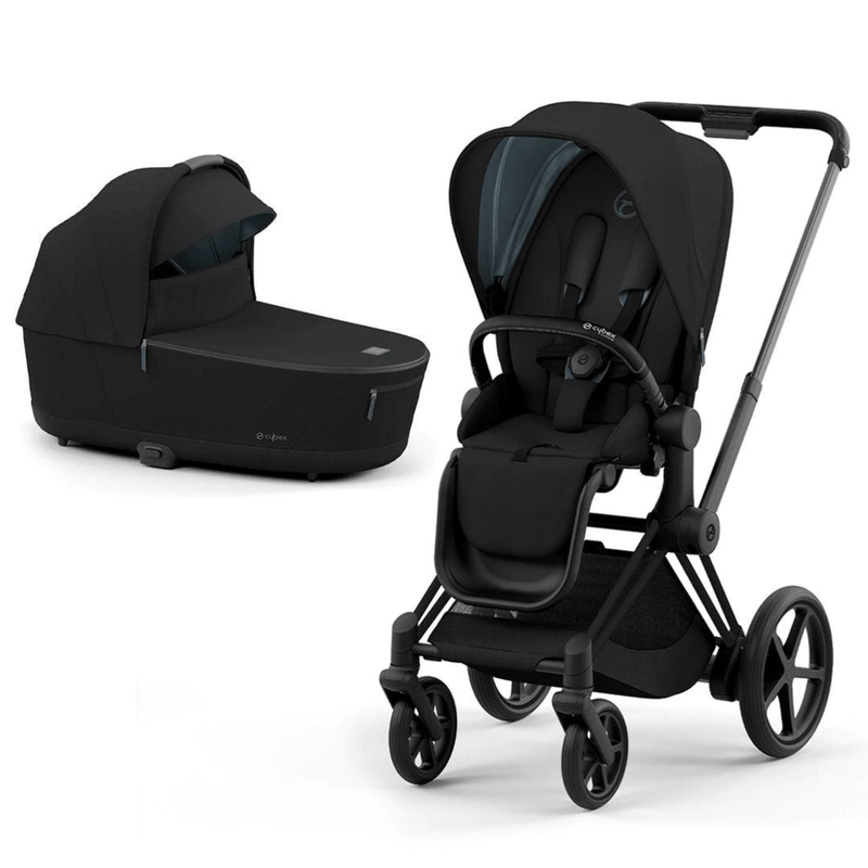 Cybex ePriam (2022) & Lux Cot in Deep Black Pushchairs & Buggies 11331-BLK-BLK 4063846136315