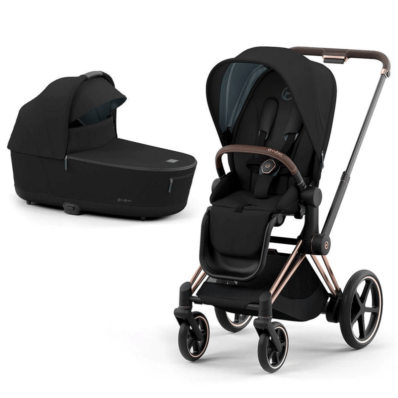 Cybex ePriam (2022) & Lux Cot in Deep Black Pushchairs & Buggies 11332-ROS-GOL-BLK 4063846136315