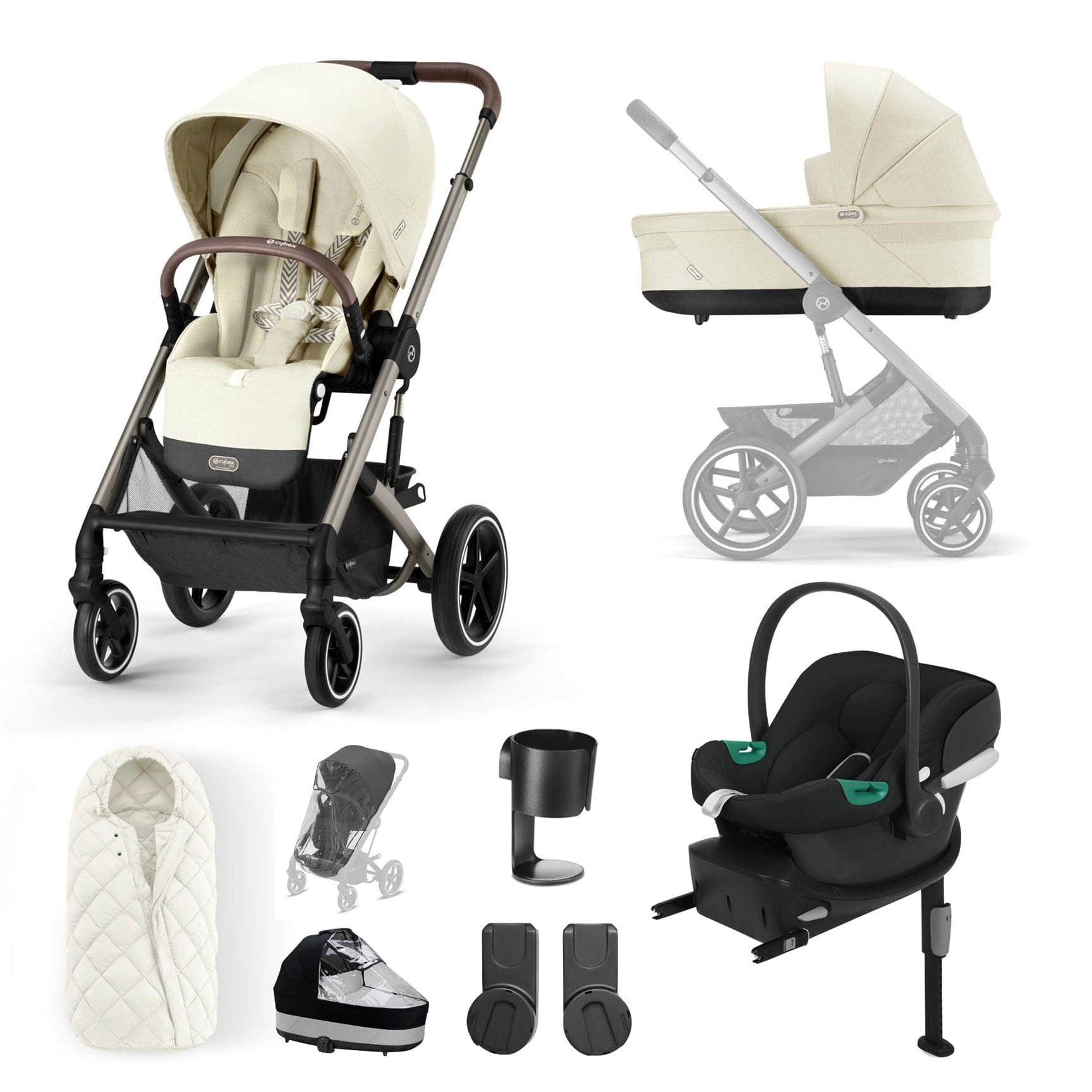Cybex Balios Comfort Bundle in Taupe/Seashell Beige Travel Systems 127457-TPE-SEA-BEI 4063846318124