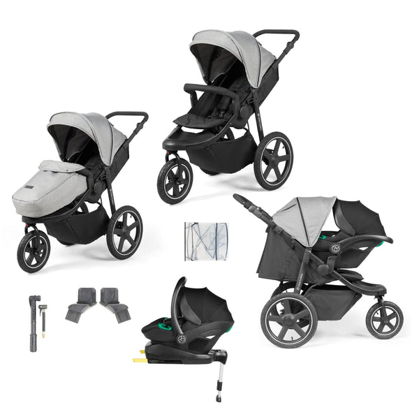 Ickle Bubba Venus Max Jogger Stroller I-Size Travel System in Black/Space Grey with Isofix Base 3 Wheelers 13-004-500-014 5060777950422