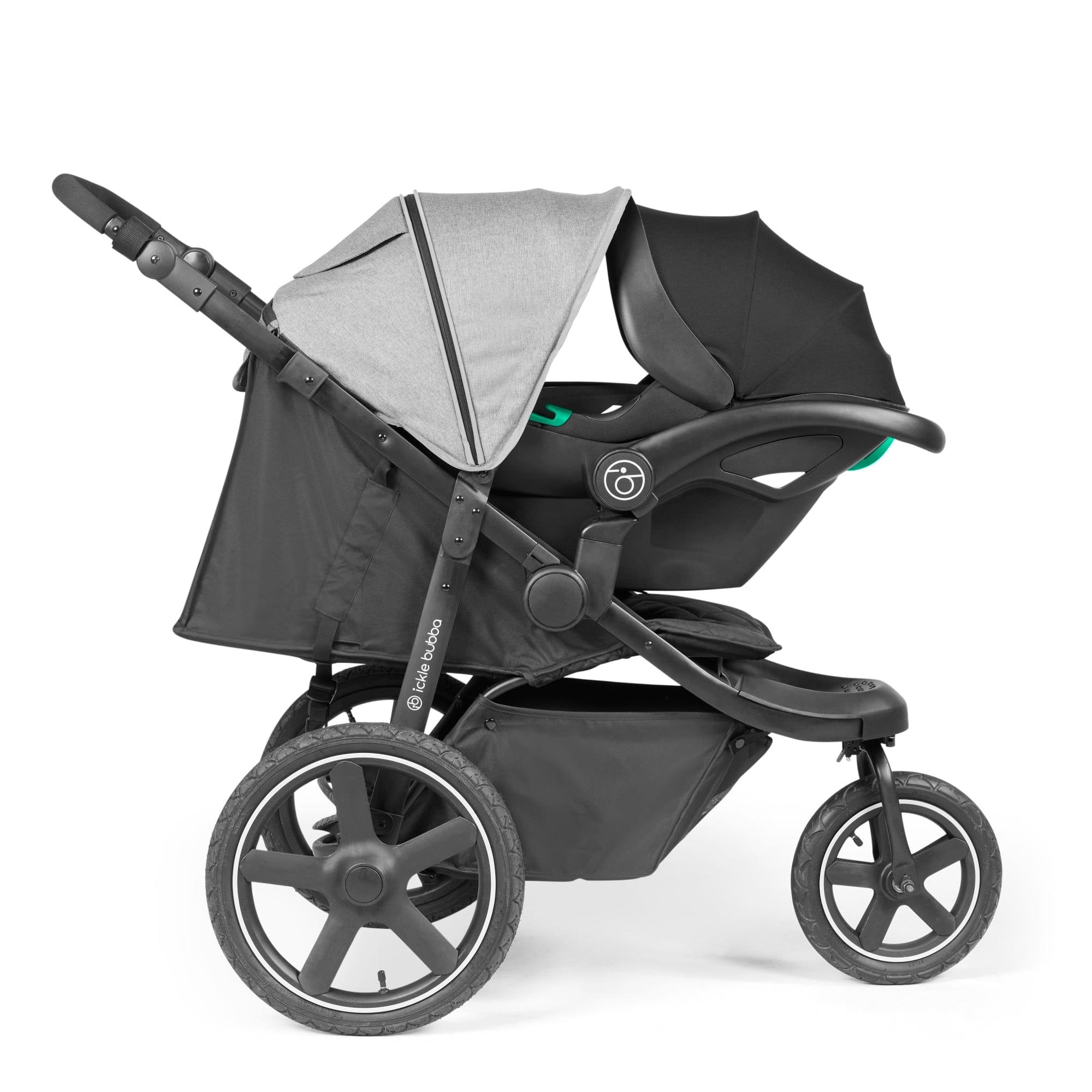 Ickle Bubba Venus Max Jogger Stroller I-Size Travel System in Black/Space Grey with Isofix Base 3 Wheelers 13-004-500-014 5060777950422