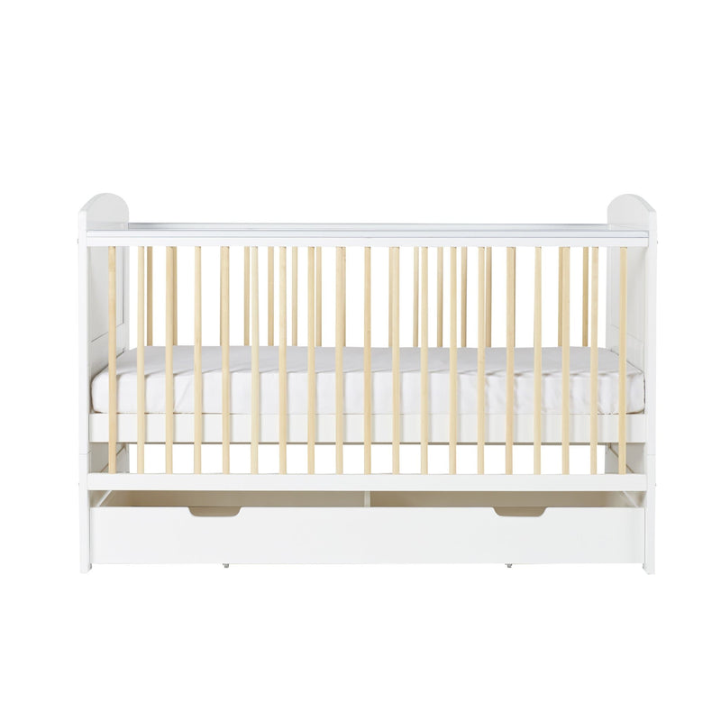 Ickle Bubba Coleby Classic Cot Bed with Drawer and Open Changer Scandi White Cot Beds