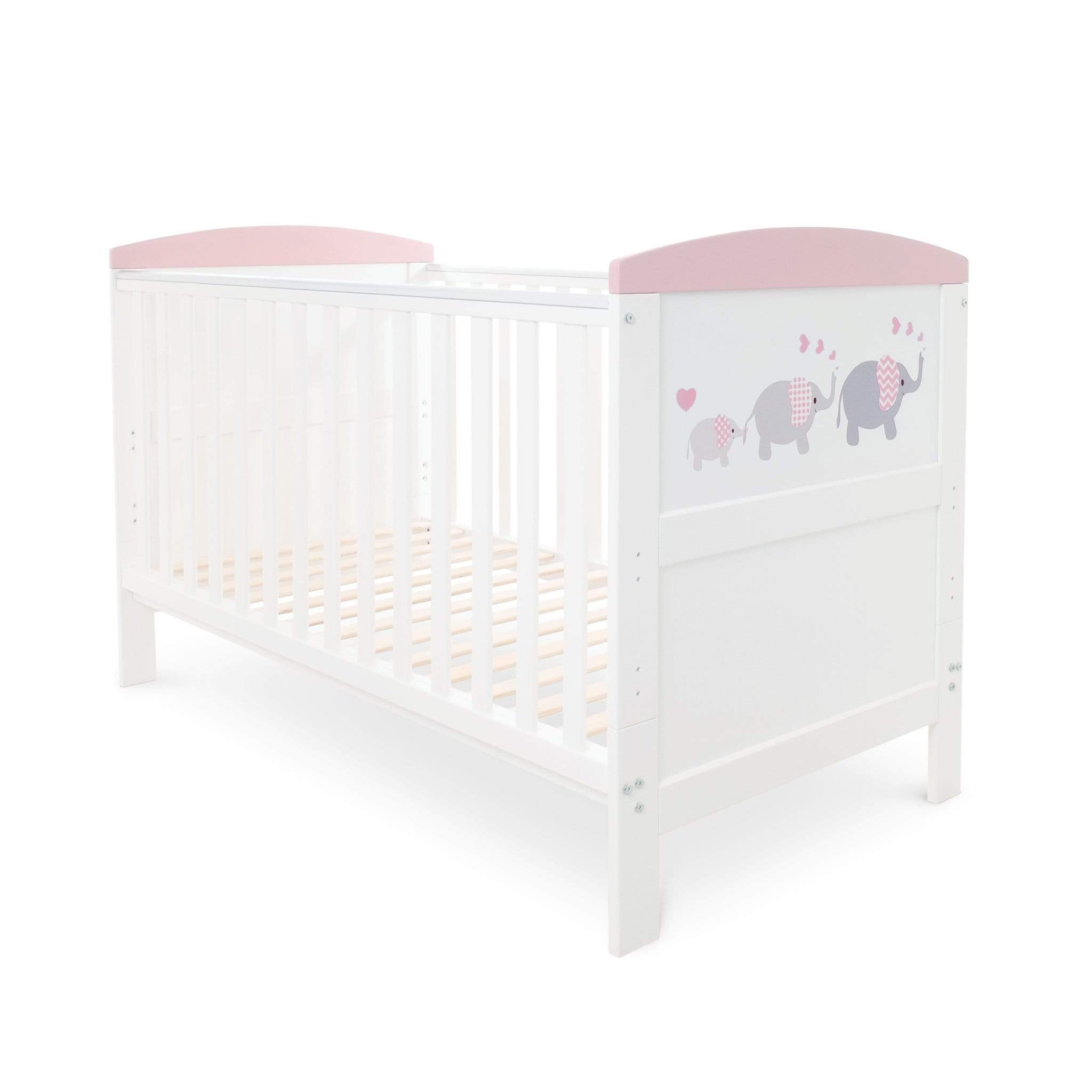 Ickle Bubba Coleby Style Cot Bed Elephant Love Pink Cot Beds 44-002-000-823 5060738070909