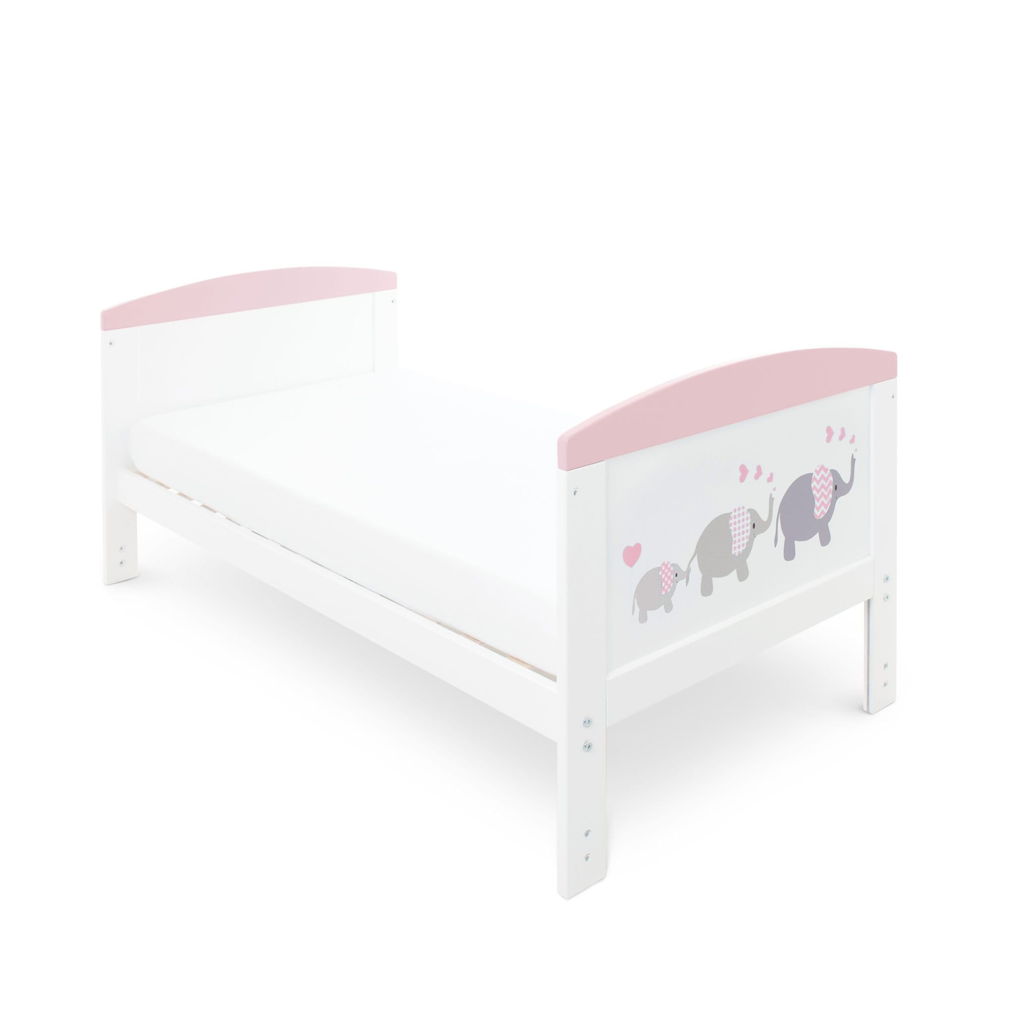 Ickle Bubba Coleby Style Cot Bed with Under Drawer Elephant Love Pink Cot Beds
