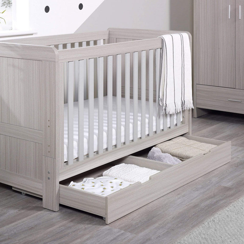 Ickle Bubba Pembrey 3 Piece Furniture Set and Under Drawer Ash Grey Cot Beds