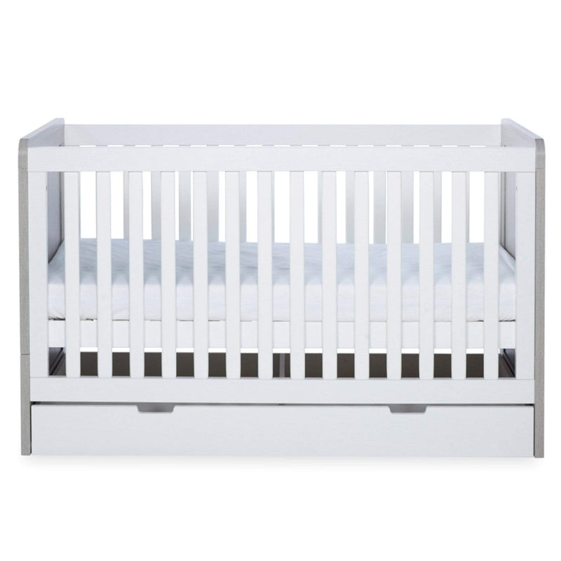 Ickle Bubba Pembrey 3 Piece Furniture Set and Under Drawer Ash Grey & White Cot Beds