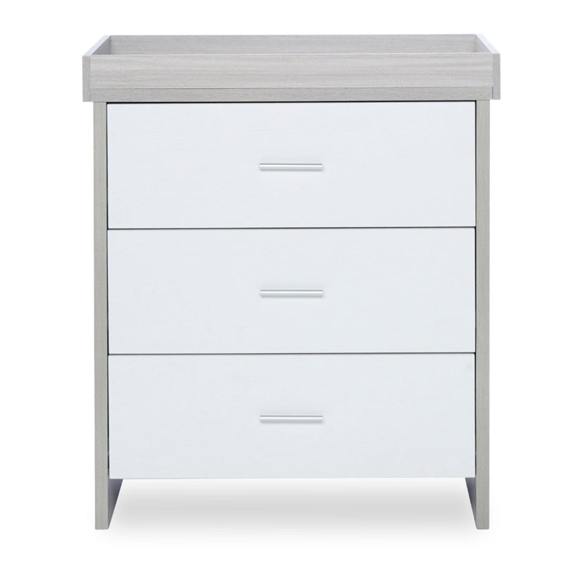 Ickle Bubba Pembrey 3 Piece Furniture Set and Under Drawer Ash Grey & White Cot Beds