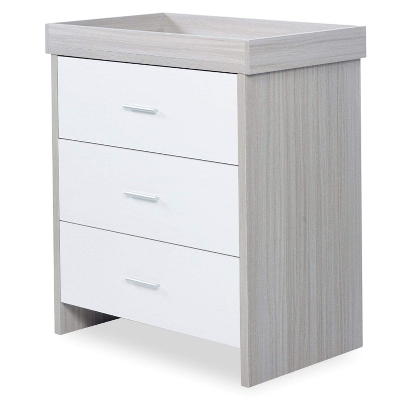 Ickle Bubba Pembrey 3 Piece Furniture Set and Under Drawer Ash Grey & White Cot Beds
