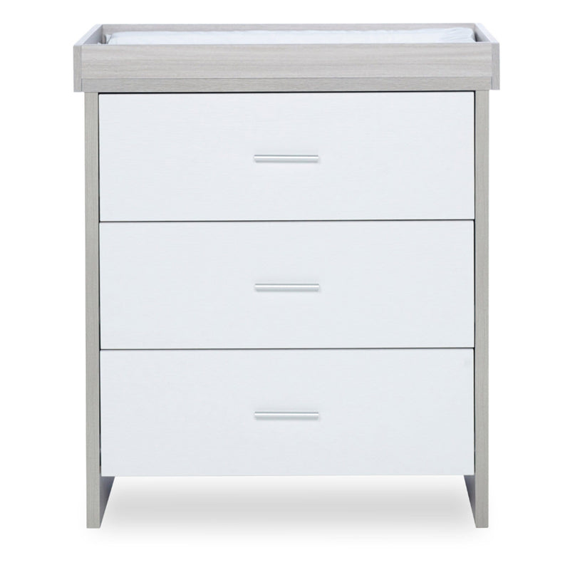 Ickle Bubba Pembrey 3 Piece Furniture Set and Under Drawer Ash Grey & White Cot Beds