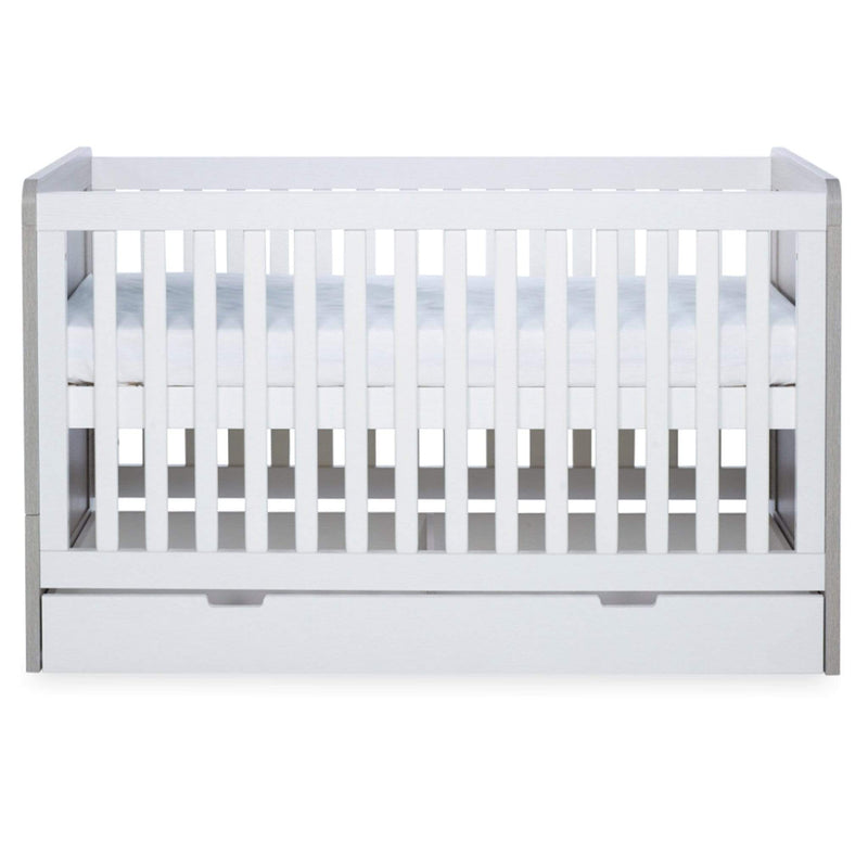 Ickle Bubba Pembrey 3 Piece Furniture Set and Under Drawer Ash Grey & White Cot Beds
