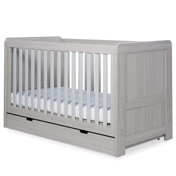 Ickle Bubba Pembrey Cot Bed and Under Drawer Ash Grey Cot Beds