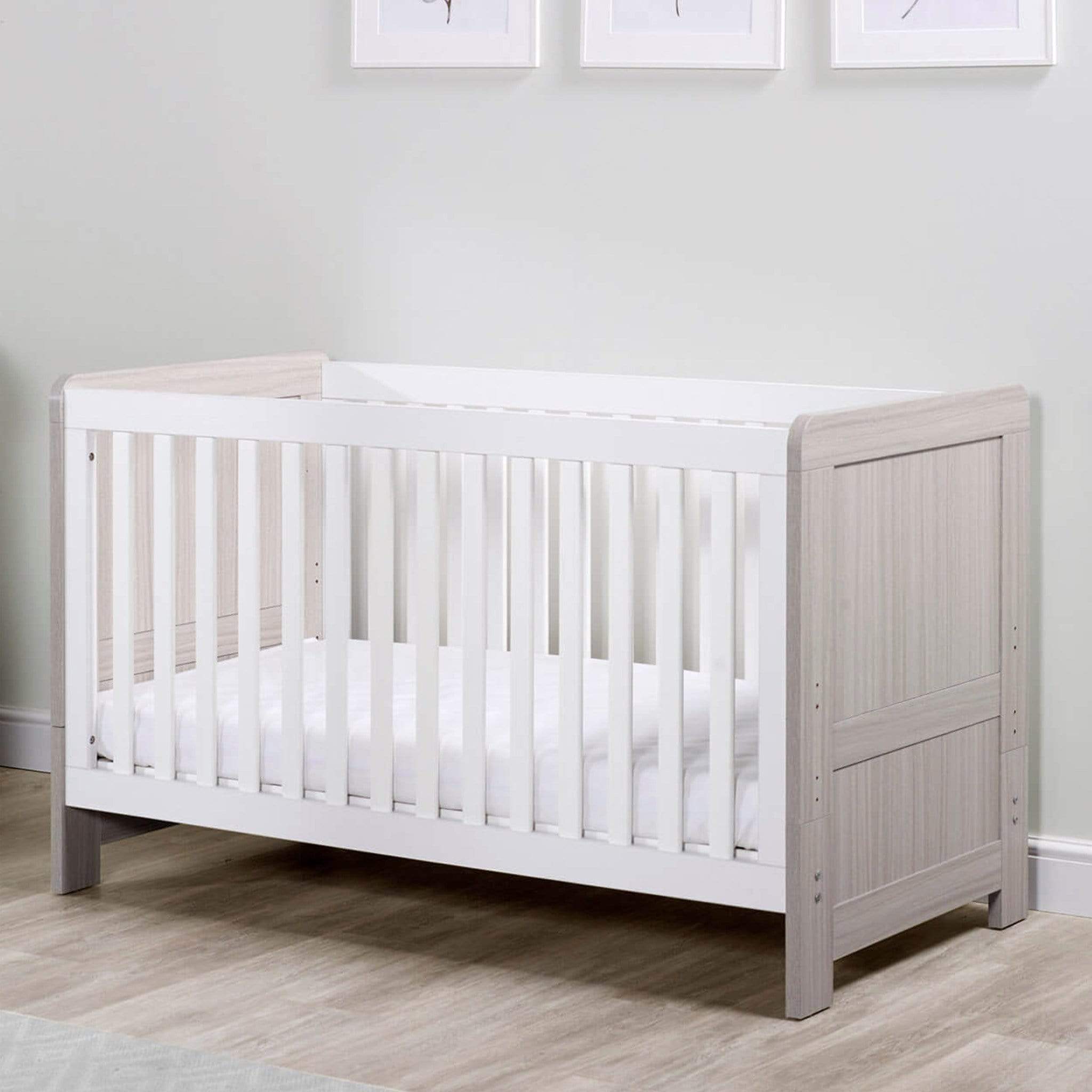 Ickle Bubba Pembrey Cot Bed Ash Grey & White Cot Beds
