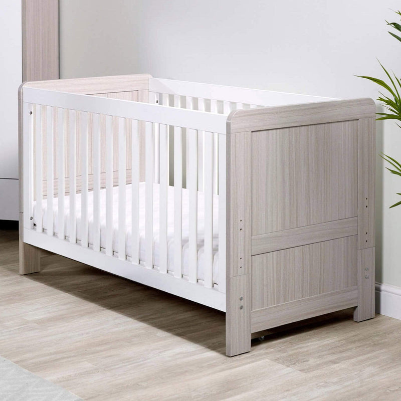 Ickle Bubba Pembrey Cot Bed Ash Grey & White Cot Beds