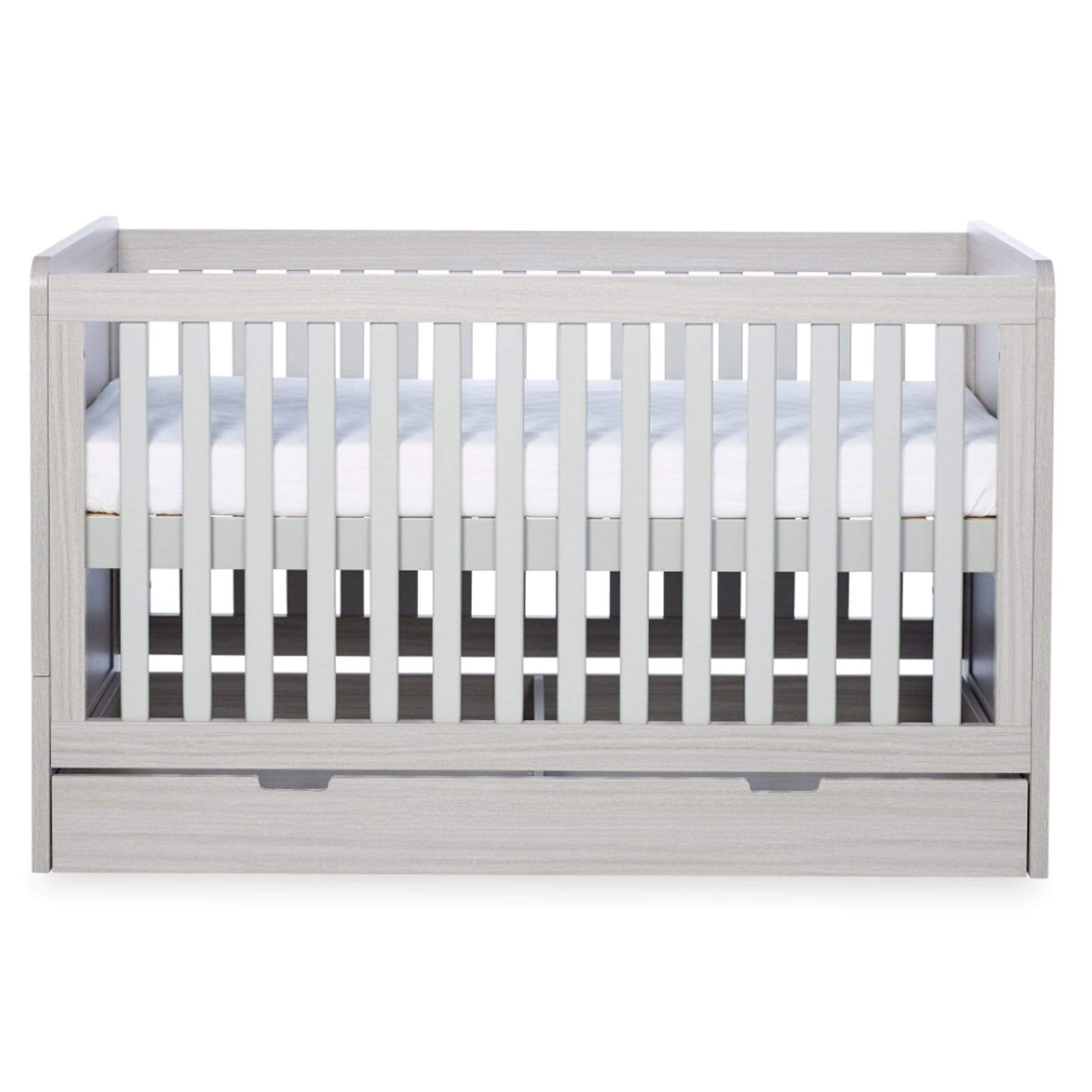 Ickle Bubba Pembrey Cot Bed, Under Drawer and Changing Unit Ash Grey Cot Beds