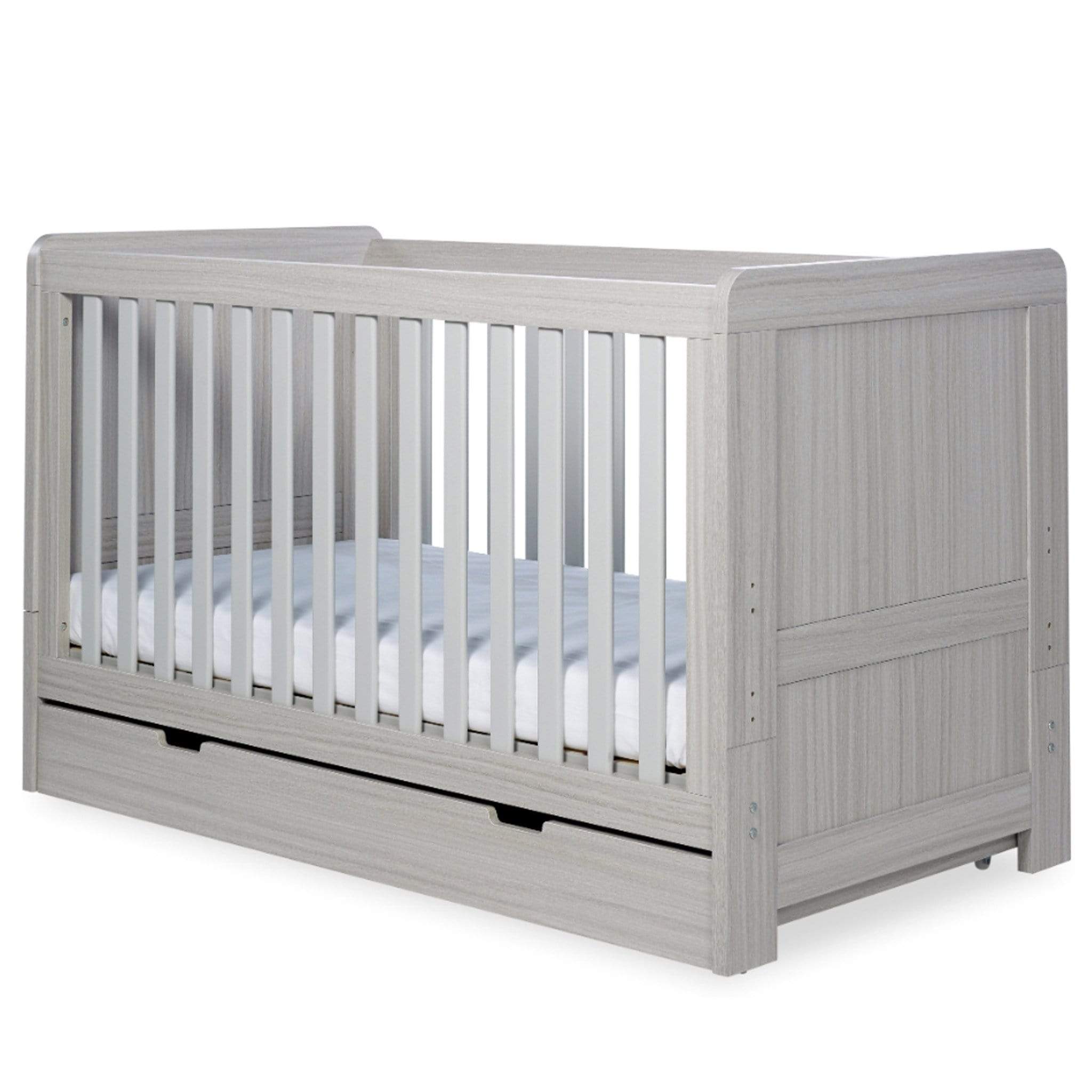 Ickle Bubba Pembrey Cot Bed, Under Drawer and Changing Unit Ash Grey Cot Beds