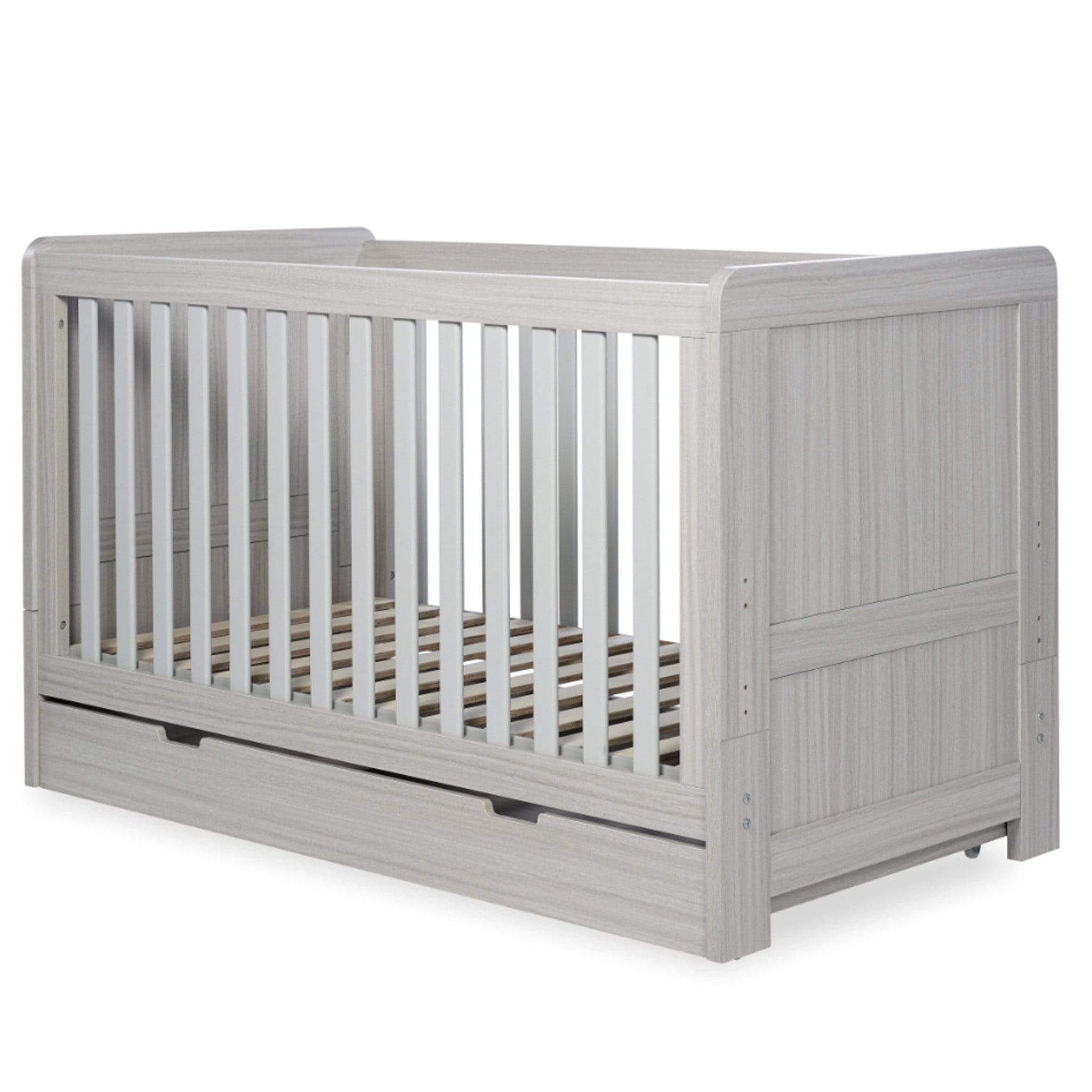 Ickle Bubba Pembrey Cot Bed, Under Drawer and Changing Unit Ash Grey Cot Beds