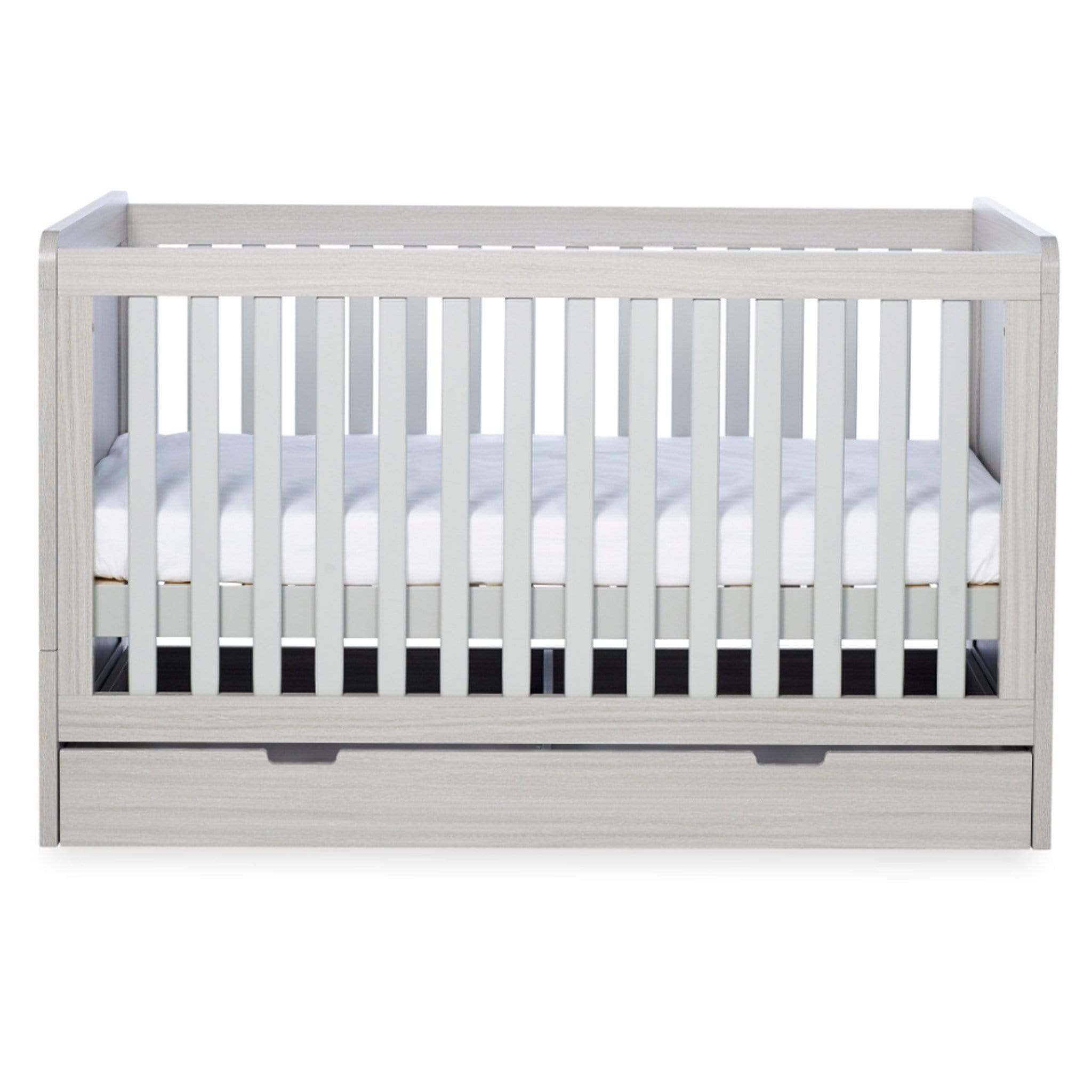 Ickle Bubba Pembrey Cot Bed, Under Drawer and Changing Unit Ash Grey Cot Beds