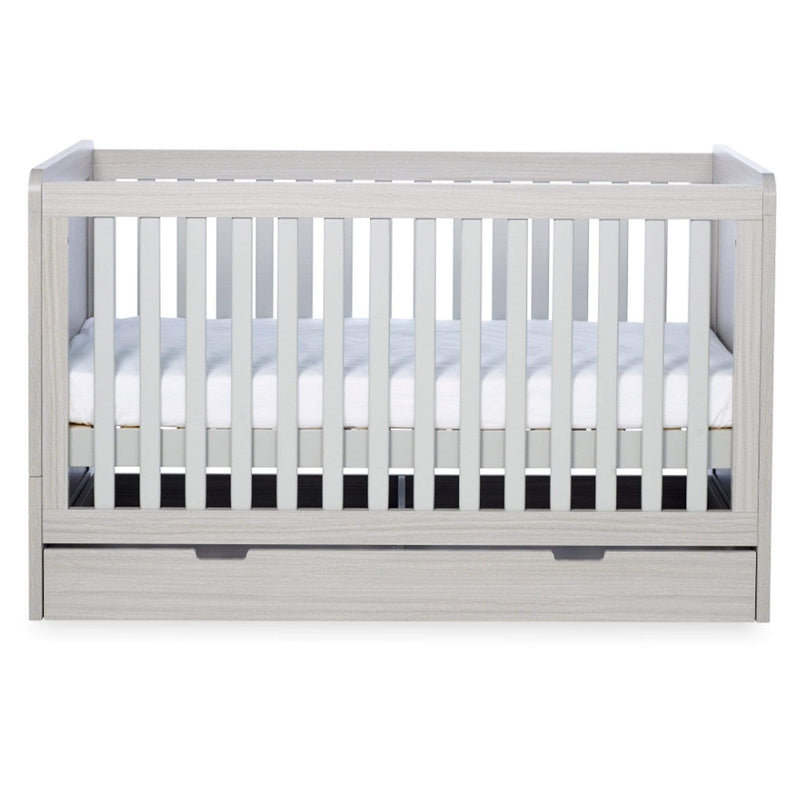 Ickle Bubba Pembrey Cot Bed, Under Drawer and Changing Unit Ash Grey Cot Beds