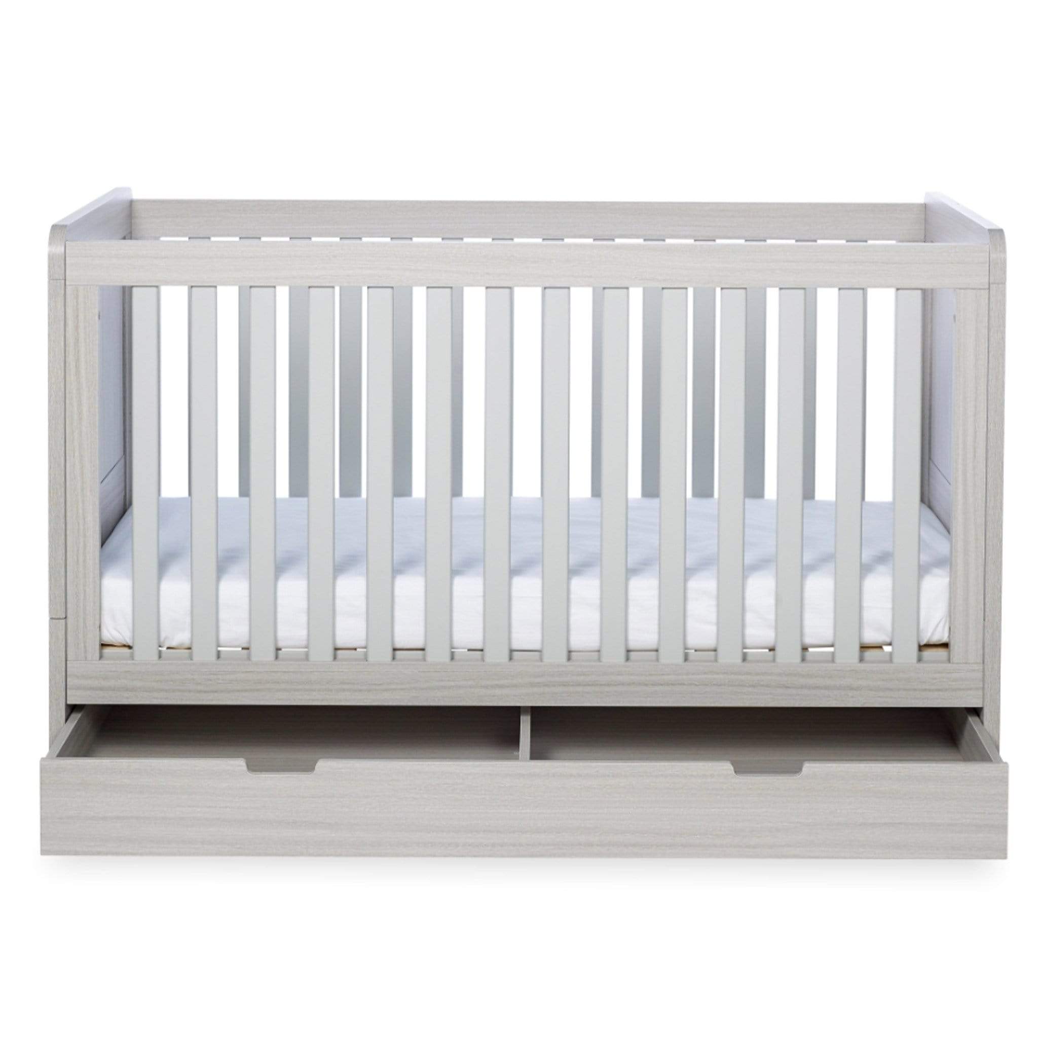 Ickle Bubba Pembrey Cot Bed, Under Drawer and Changing Unit Ash Grey Cot Beds