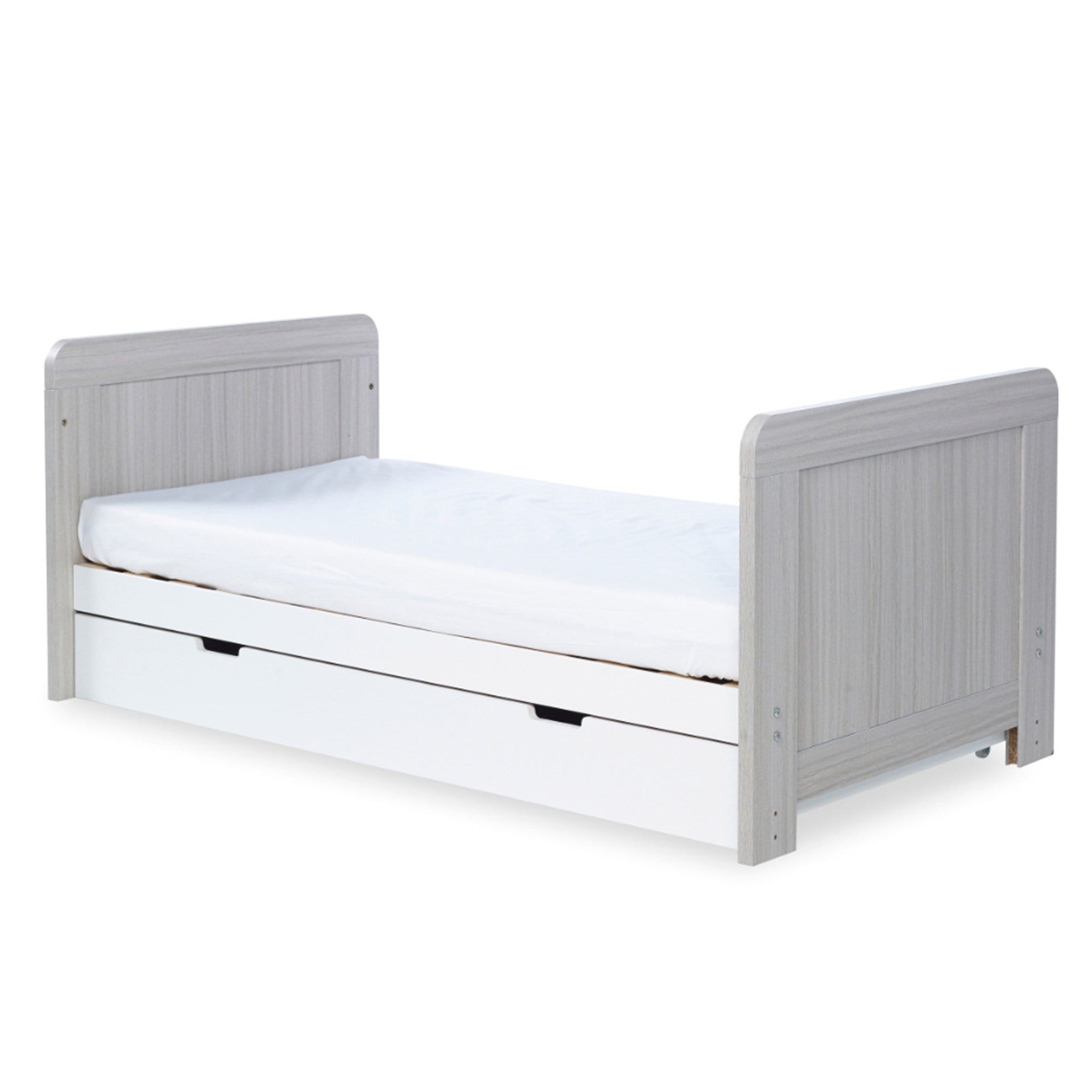Ickle Bubba Pembrey Cot Bed, Under Drawer and Changing Unit Ash Grey & White Cot Beds
