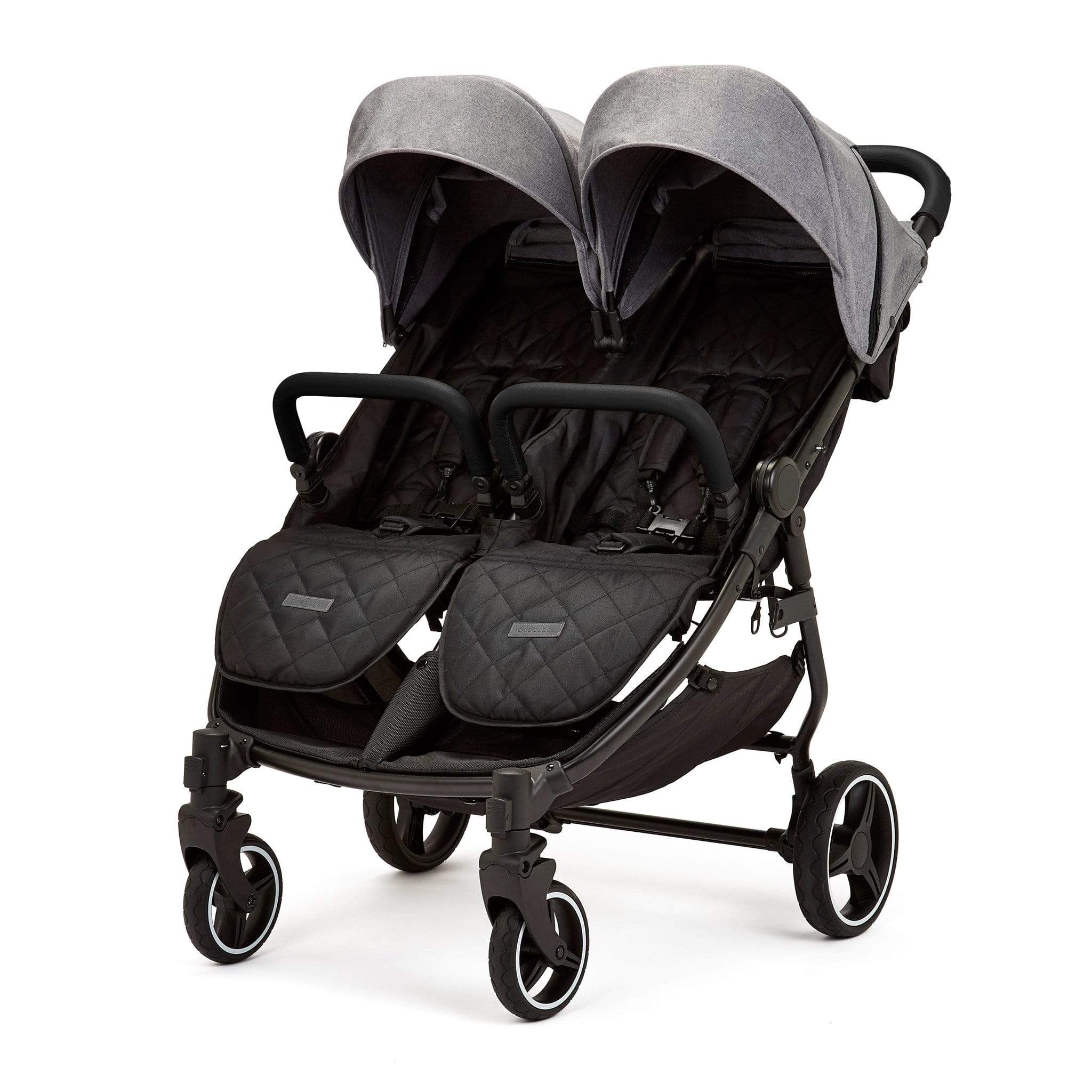Ickle Bubba Venus Max Double Stroller in Black Space Grey Black