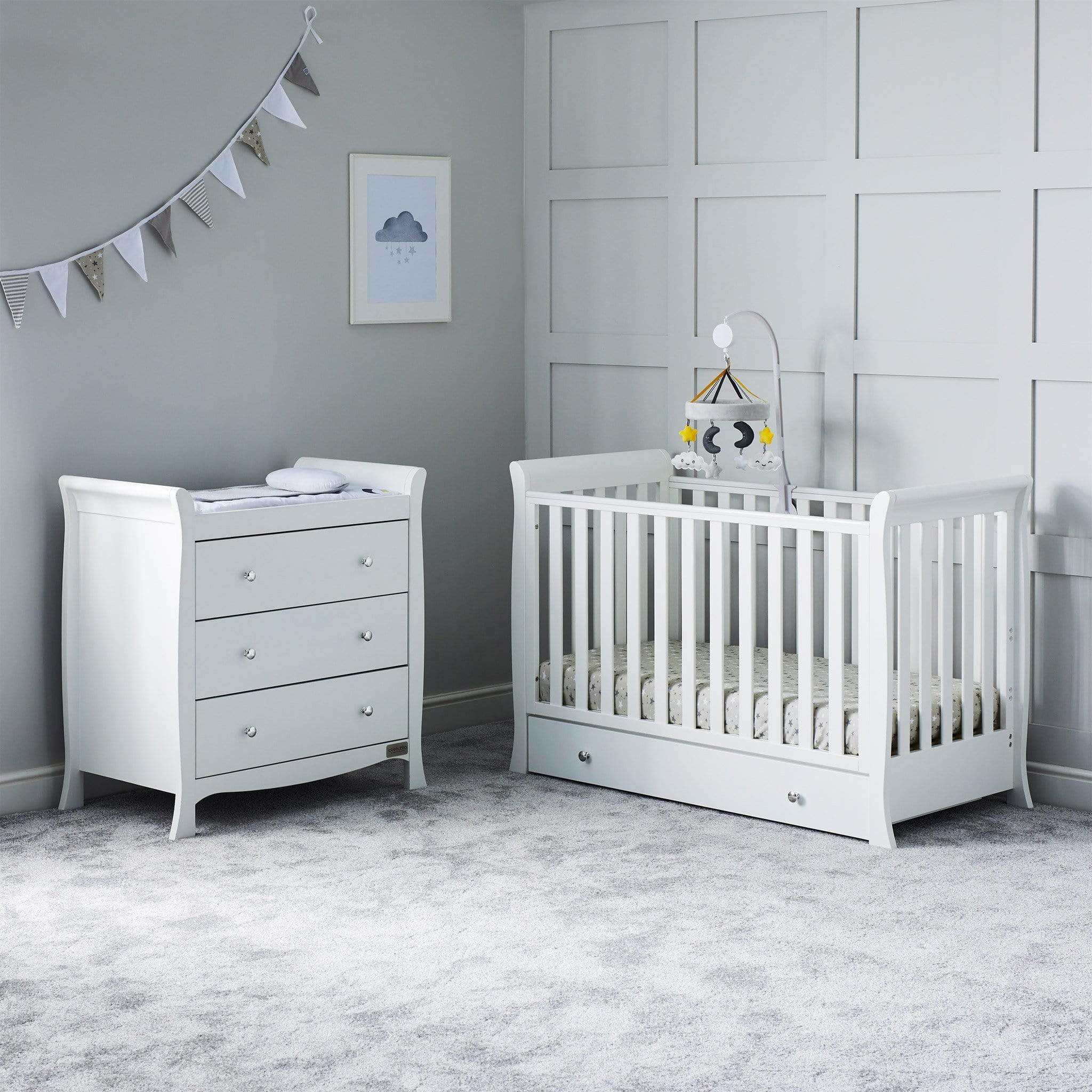 Ickle Bubba Snowdon 4 in 1 Mini 2 Piece Furniture Set - White Nursery Room Sets