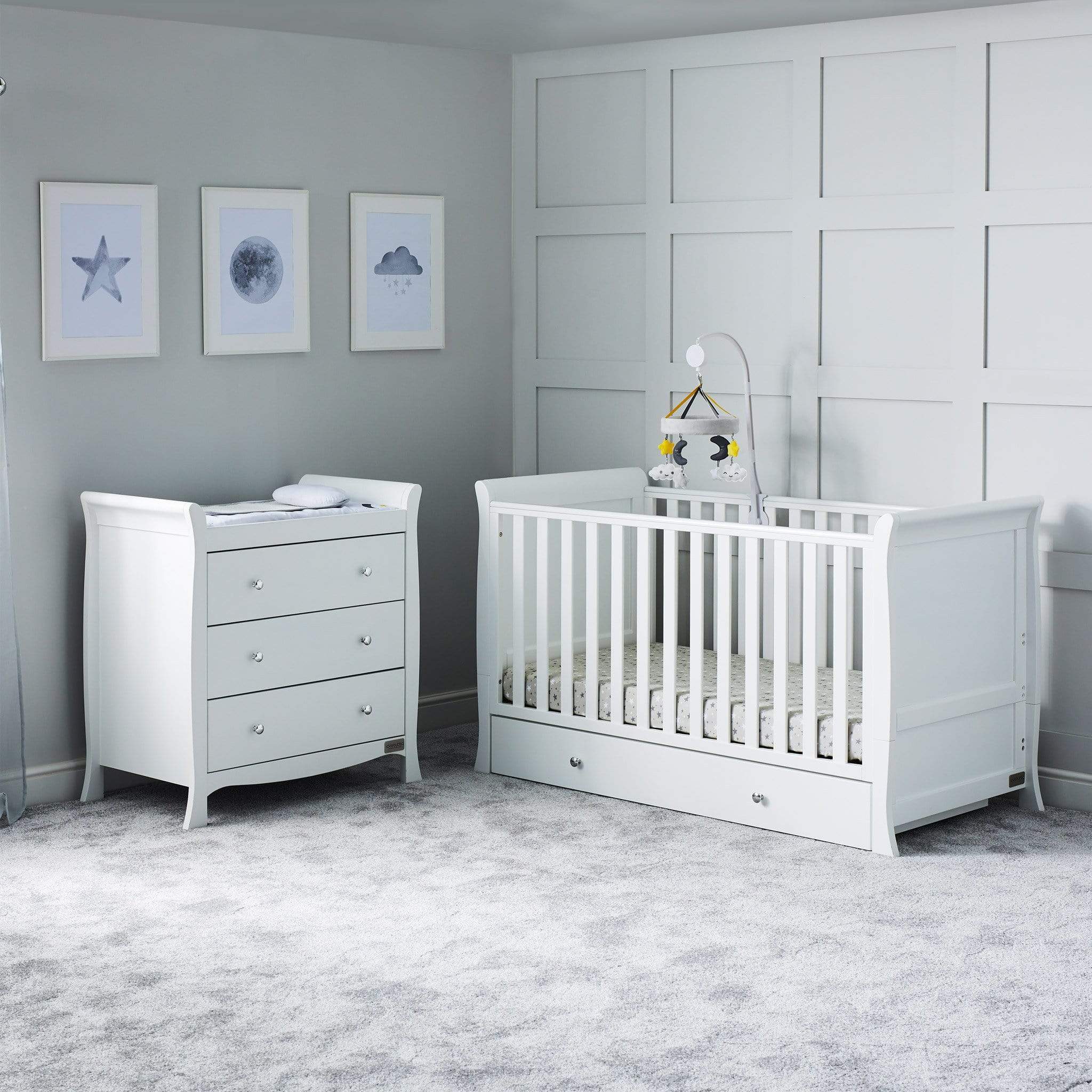 Ickle Bubba Snowdon Classic 2 Piece Furniture Set - White Nursery Room Sets