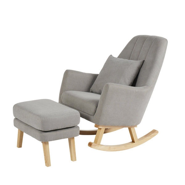 Ickle Bubba Eden Deluxe Nursery Chair and Stool in Pearl Grey Nursing Chairs 48-008-000-840 5056515004205