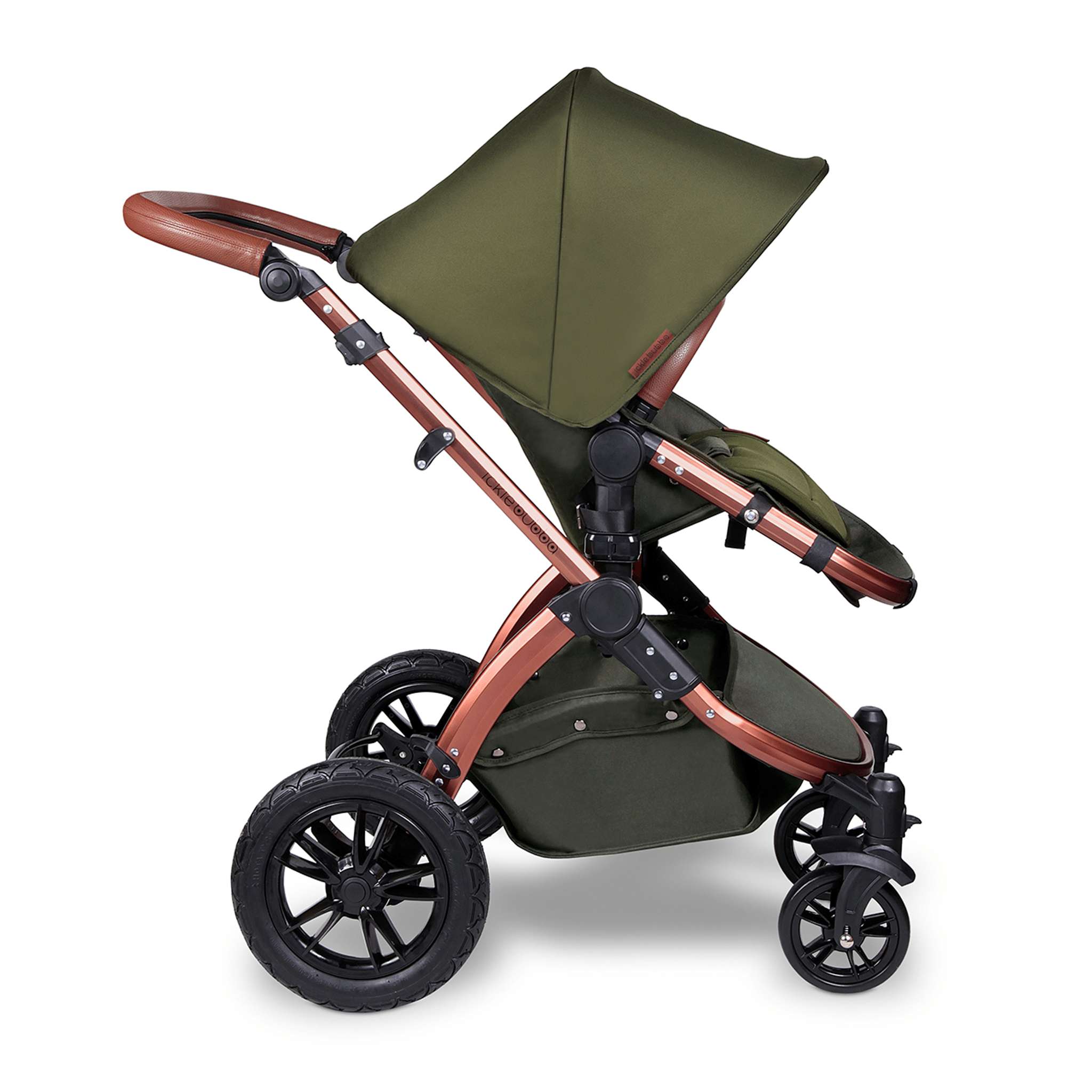 Ickle Bubba Stomp V4 Galaxy Travel System with ISOFIX Base Bronze Wood