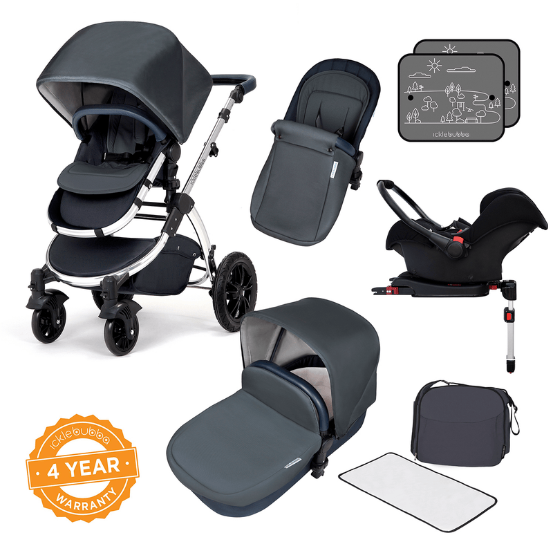Ickle Bubba Stomp V4 Galaxy Travel System with ISOFIX Base Chrome/Blueberry Pushchairs & Buggies 10-004-200-025 0700355998761