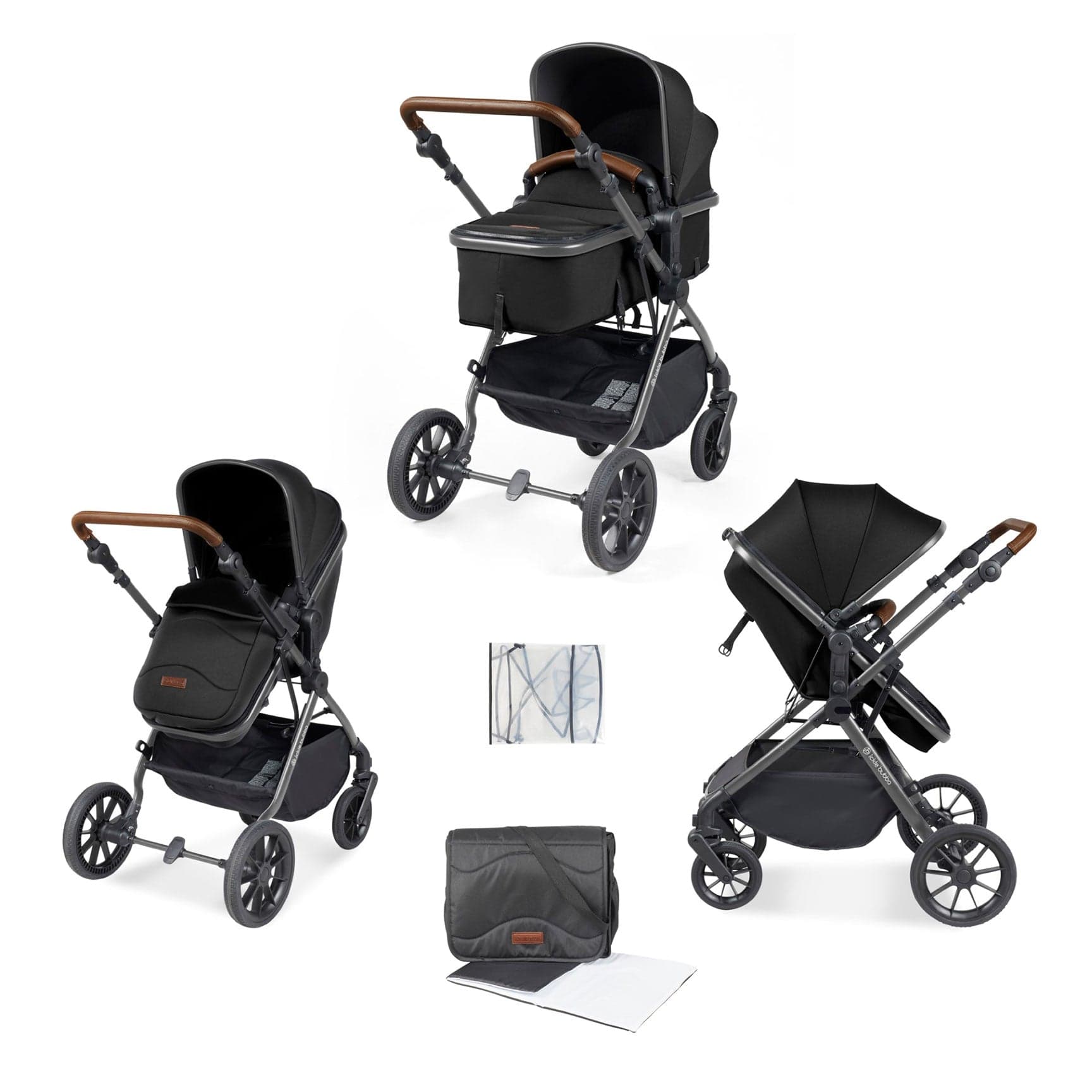 Ickle Bubba Ickle Bubba Cosmo 2 in 1 Plus Carrycot & Pushchair in Gun metal/Black Travel Systems 10-007-001-135 5056515025613