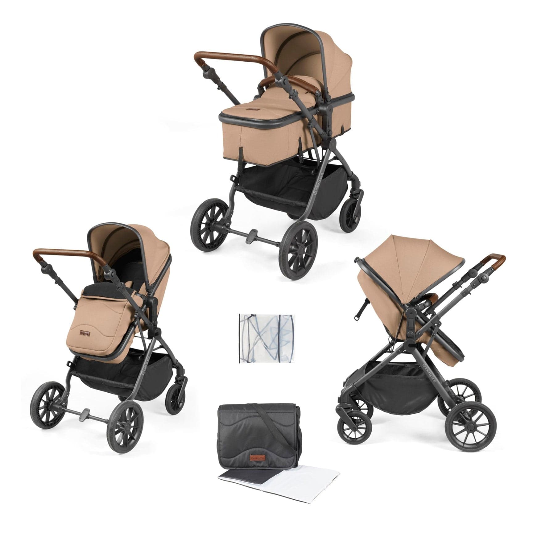 Ickle Bubba Ickle Bubba Cosmo 2 in 1 Plus Carrycot & Pushchair in Gun metal/Desert Travel Systems 10-007-001-136 5056515025637