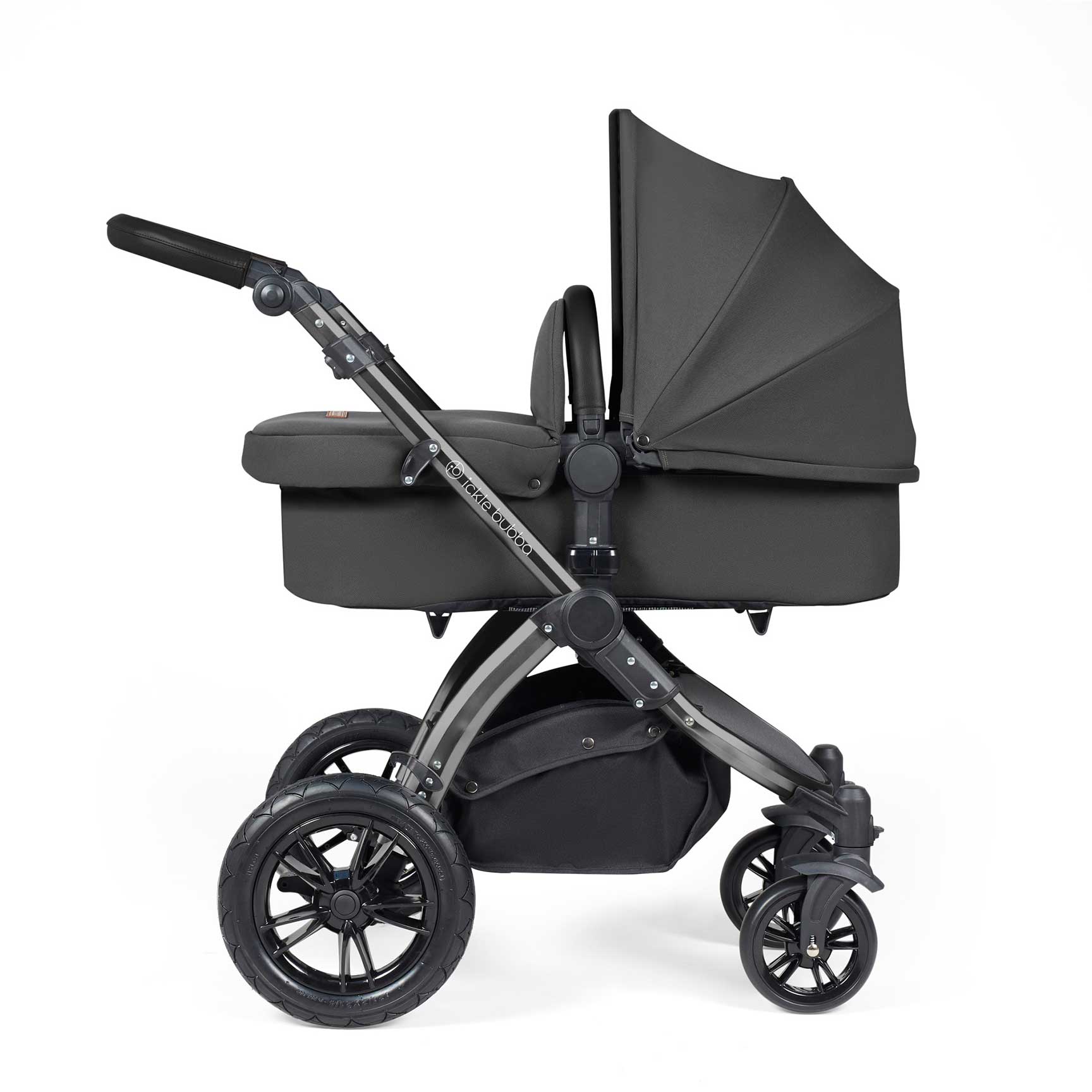 Ickle Bubba Stomp Luxe 2-in-1 Plus Pushchair & Carrycot in Black/Charcoal Grey/Black Travel Systems 10-003-001-206 5056515026214