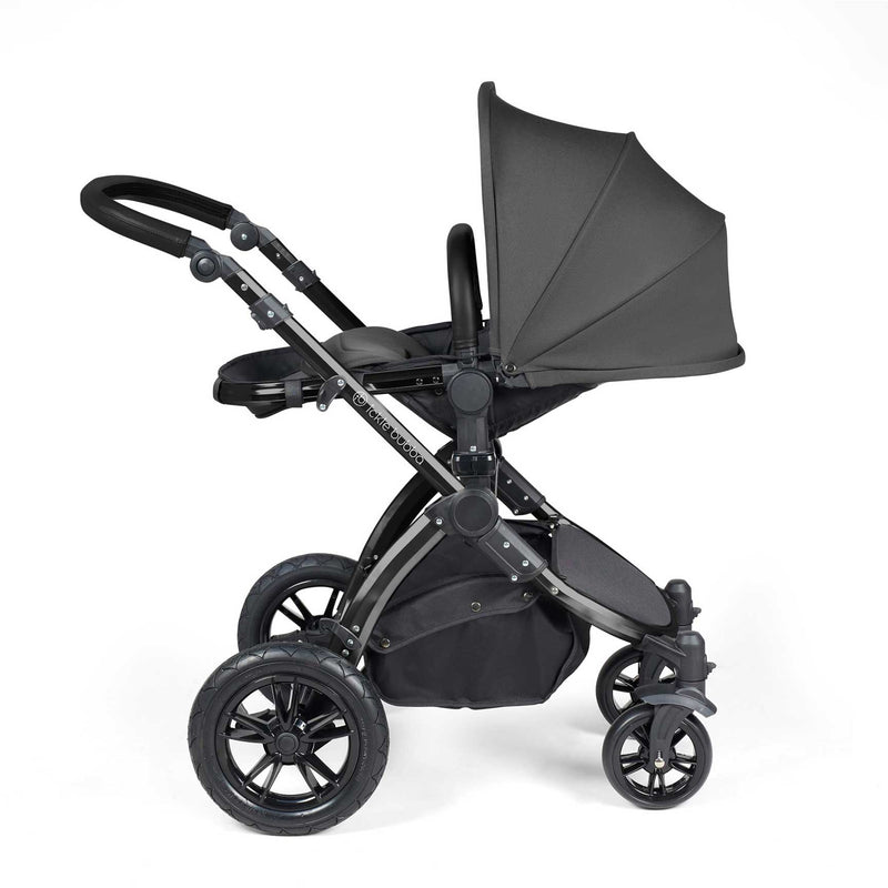 Ickle Bubba Stomp Luxe 2-in-1 Plus Pushchair & Carrycot in Black/Charcoal Grey/Black Travel Systems 10-003-001-206 5056515026214