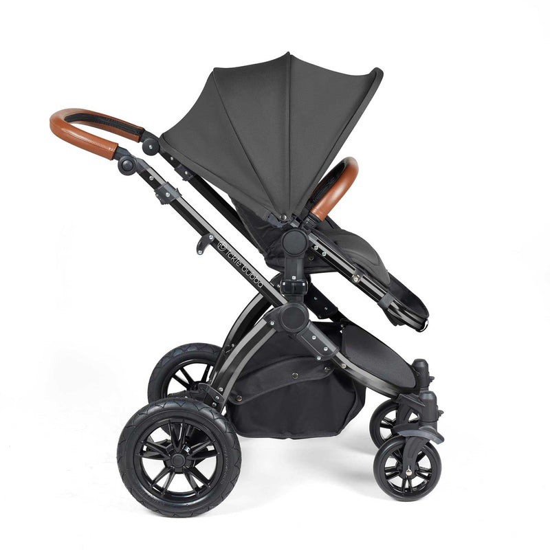 Ickle Bubba Stomp Luxe 2-in-1 Plus Pushchair & Carrycot in Black/Charcoal Grey/Tan Travel Systems 10-003-001-207 5056515026207