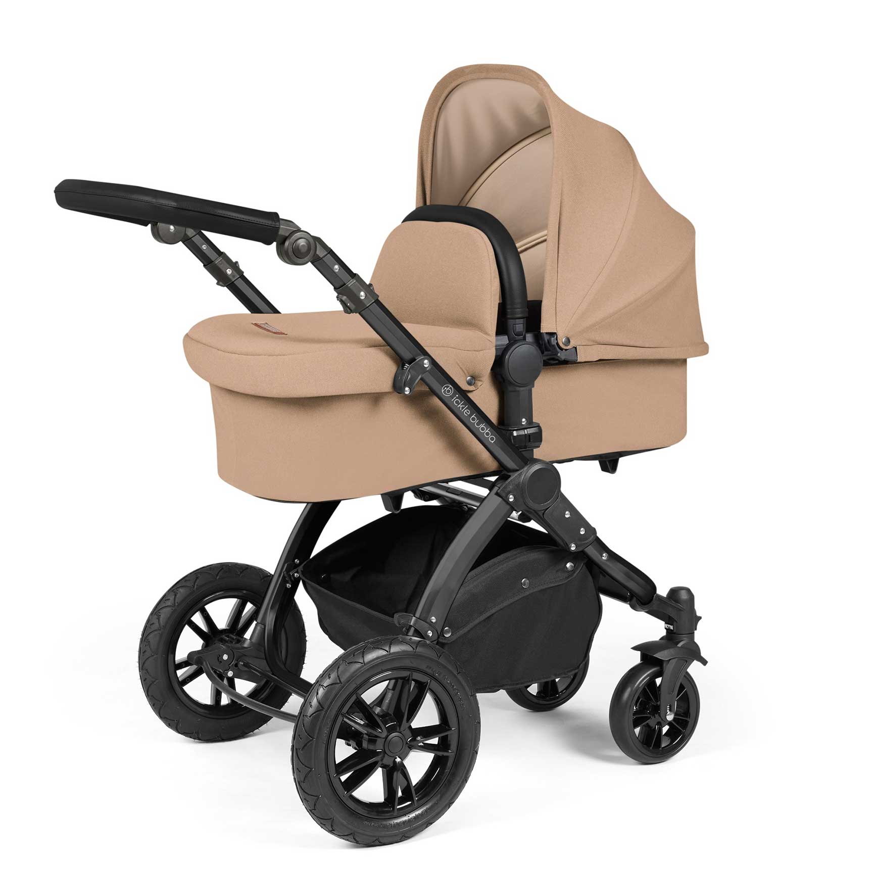 Ickle Bubba Stomp Luxe 2-in-1 Plus Pushchair & Carrycot in Black/Desert/Black Travel Systems 10-003-001-208 5056515026252