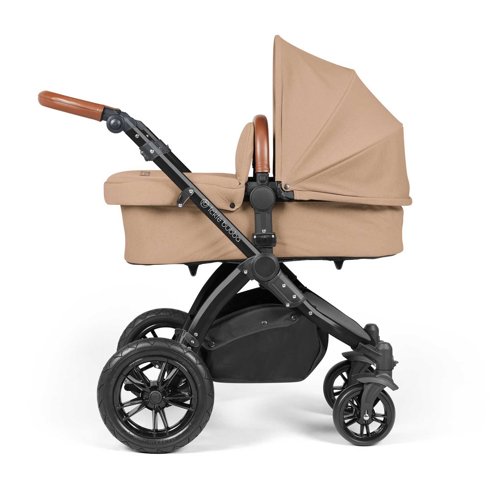 Ickle Bubba Stomp Luxe 2-in-1 Plus Pushchair & Carrycot in Black/Desert/Tan Travel Systems 10-003-001-209 5056515026245