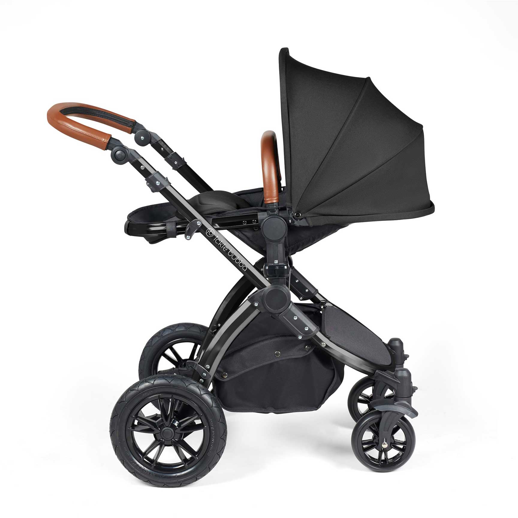 Ickle Bubba Stomp Luxe 2-in-1 Plus Pushchair & Carrycot in Black/Midnight/Tan Travel Systems 10-003-001-203 5056515026184