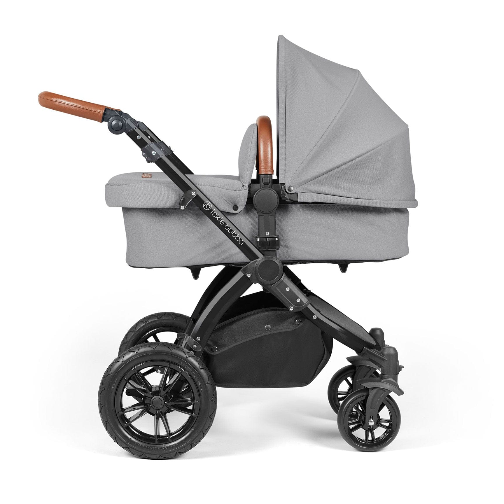 Ickle Bubba Stomp Luxe 2-in-1 Plus Pushchair & Carrycot in Black/Pearl Grey/Tan Travel Systems 10-003-001-211 5056515026221