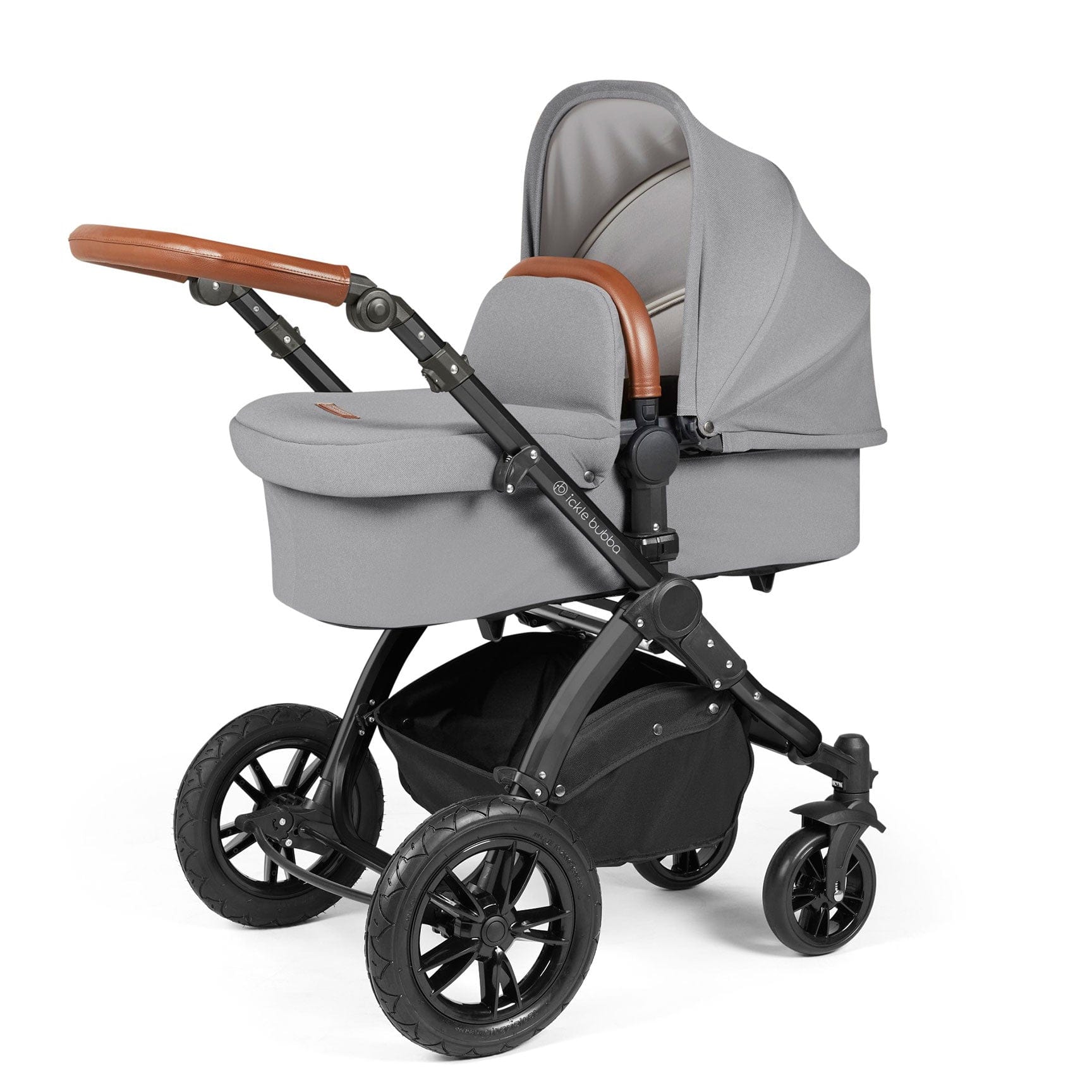 Ickle Bubba Stomp Luxe 2-in-1 Plus Pushchair & Carrycot in Black/Pearl Grey/Tan Travel Systems 10-003-001-211 5056515026221