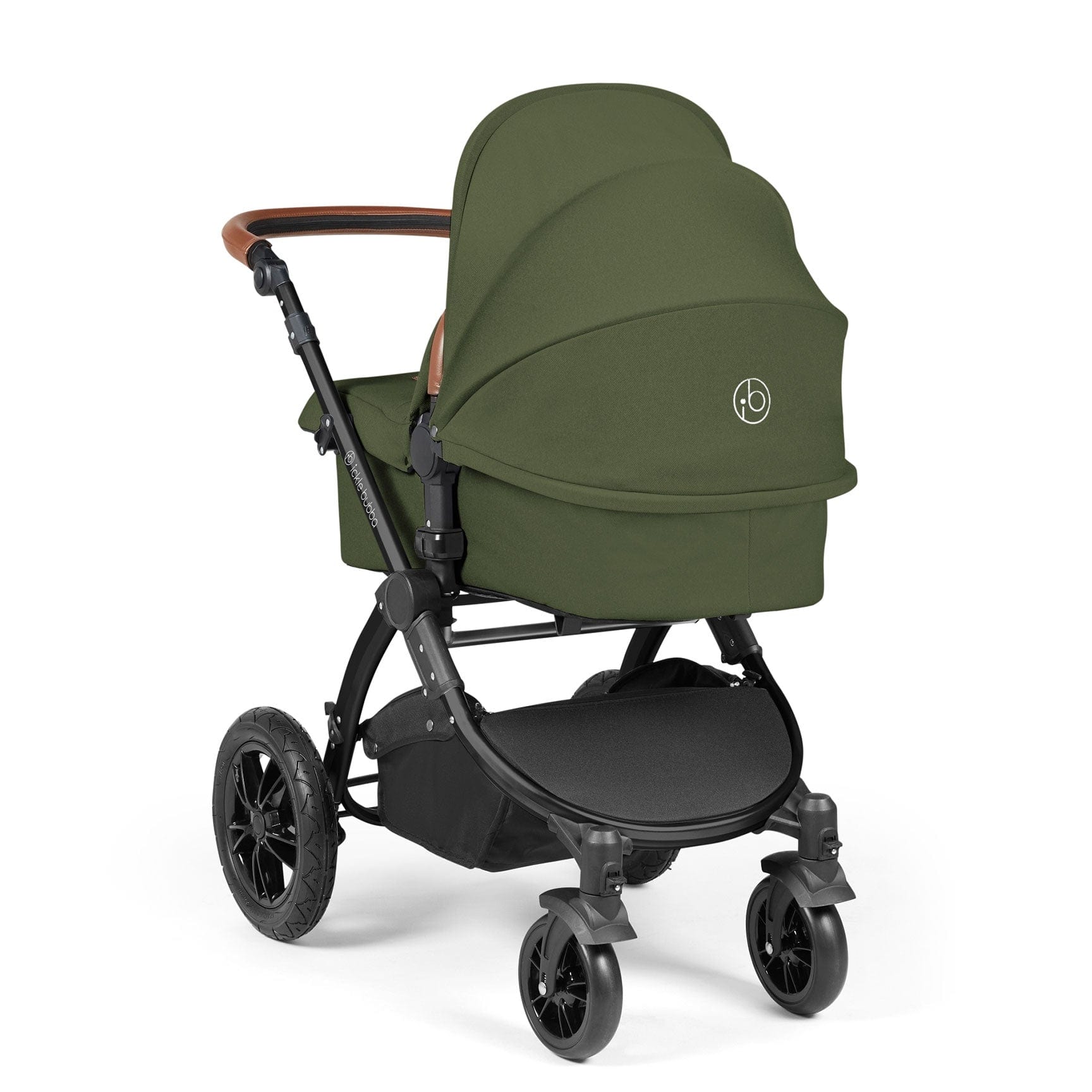 Ickle Bubba Stomp Luxe 2-in-1 Plus Pushchair & Carrycot in Black/Woodland/Tan Travel Systems 10-003-001-137 5056515026269