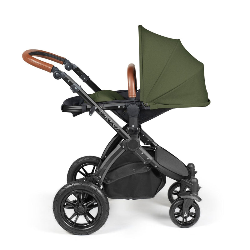 Ickle Bubba Stomp Luxe 2-in-1 Plus Pushchair & Carrycot in Black/Woodland/Tan Travel Systems 10-003-001-137 5056515026269