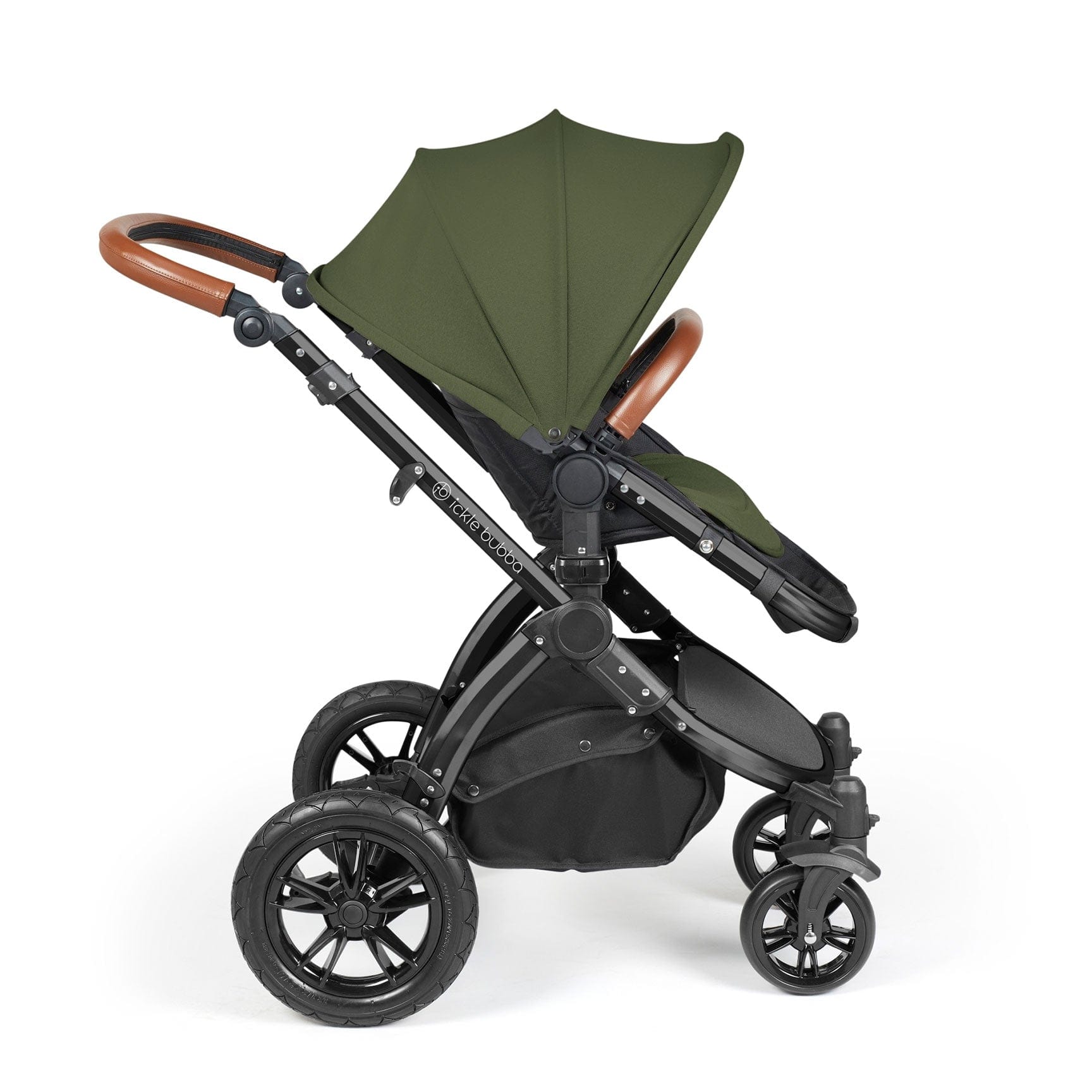 Ickle Bubba Stomp Luxe 2-in-1 Plus Pushchair & Carrycot in Black/Woodland/Tan Travel Systems 10-003-001-137 5056515026269