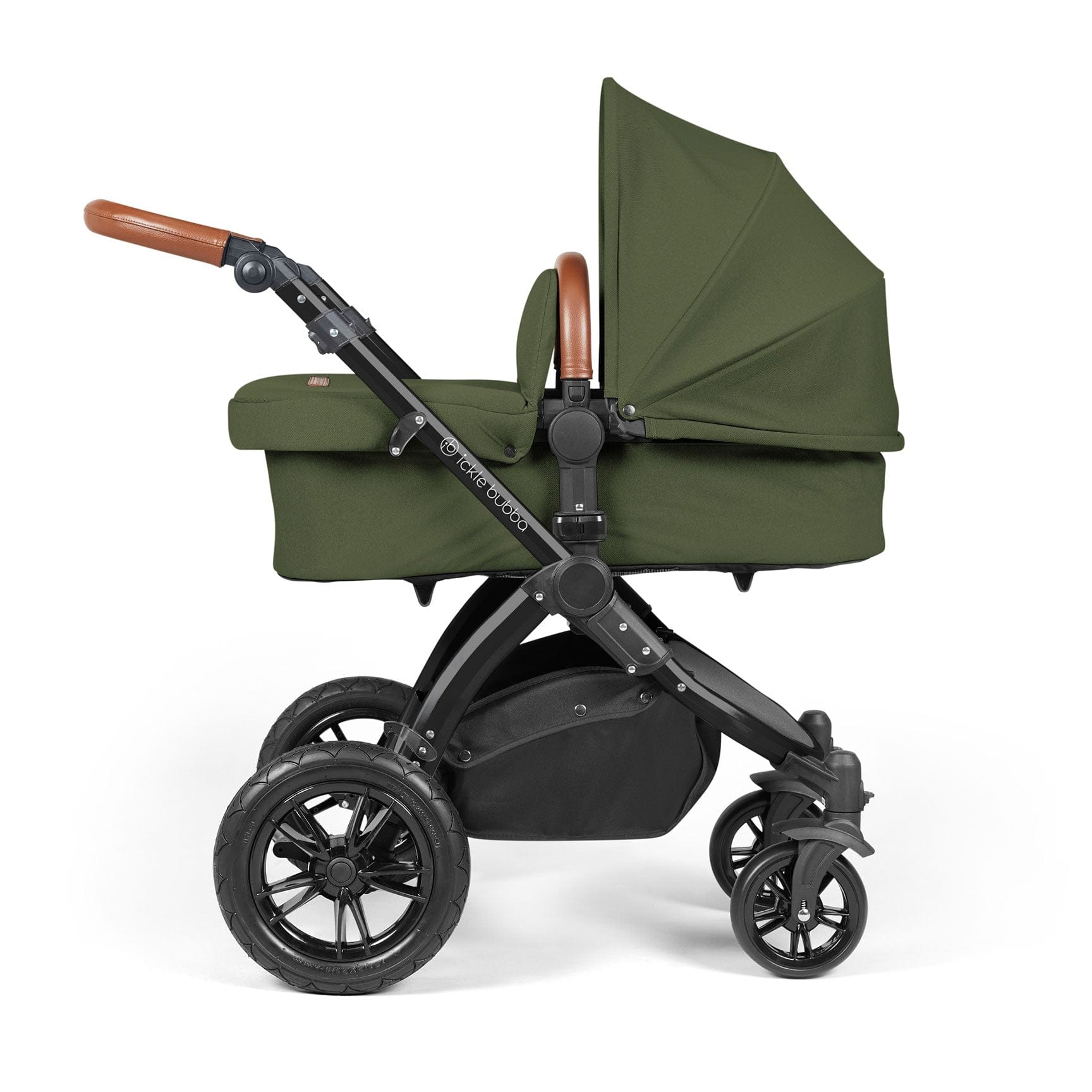 Ickle Bubba Stomp Luxe 2-in-1 Plus Pushchair & Carrycot in Black/Woodland/Tan Travel Systems 10-003-001-137 5056515026269