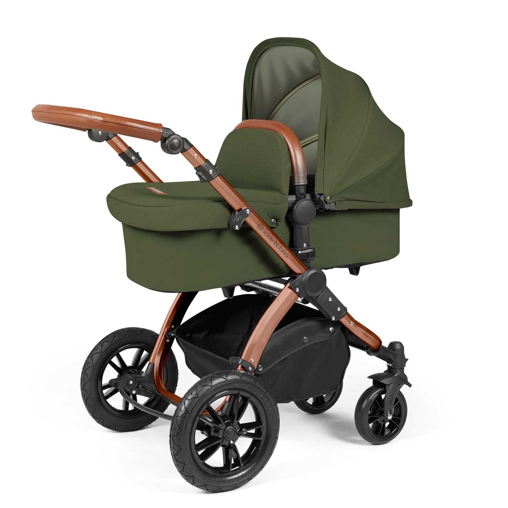 Ickle Bubba Stomp Luxe 2-in-1 Plus Pushchair & Carrycot in Bronze/Woodland/Tan Travel Systems 10-003-001-022 5056515026382