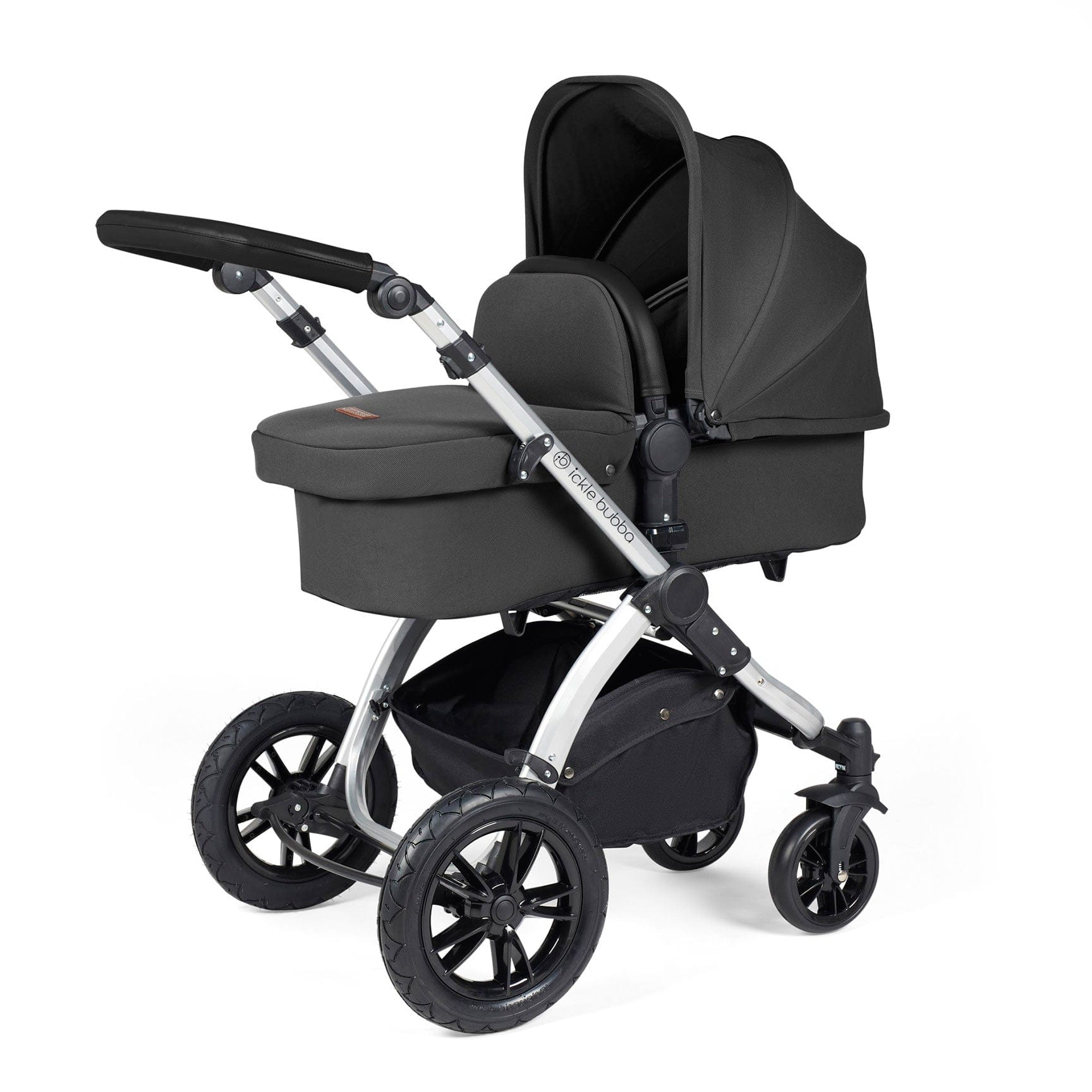 Ickle Bubba Stomp Luxe 2-in-1 Plus Pushchair & Carrycot in Silver/Charcoal Grey/Black Travel Systems 10-003-001-254 5056515026313