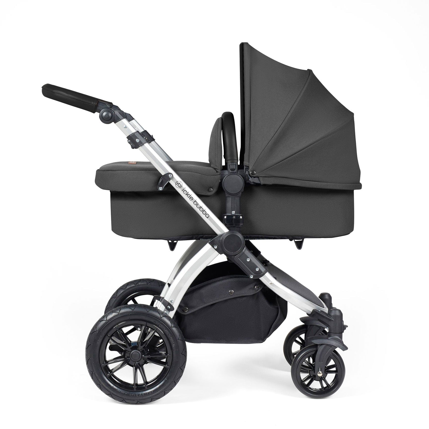 Ickle Bubba Stomp Luxe 2-in-1 Plus Pushchair & Carrycot in Silver/Charcoal Grey/Black Travel Systems 10-003-001-254 5056515026313