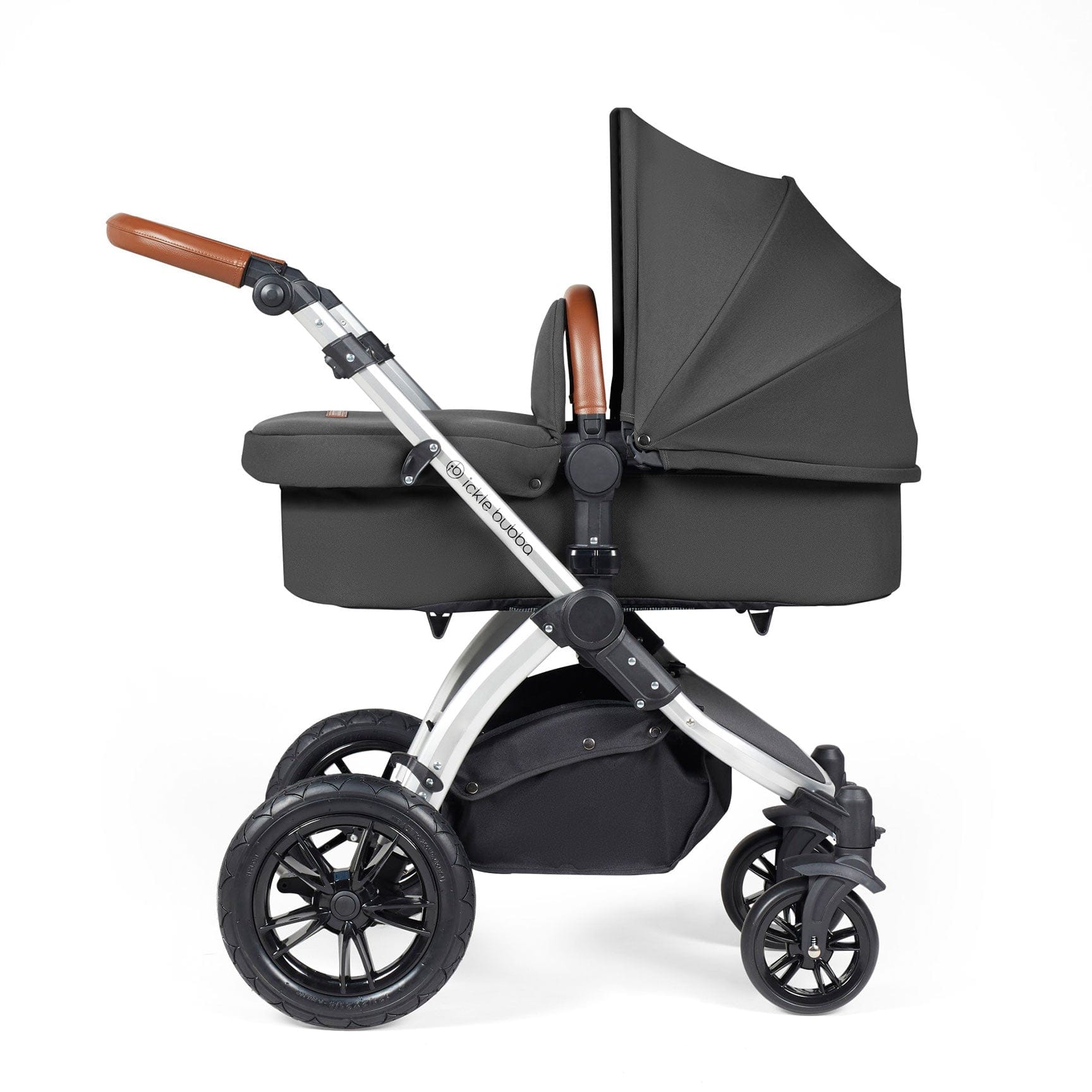 Ickle Bubba Stomp Luxe 2-in-1 Plus Pushchair & Carrycot in Silver/Charcoal Grey/Tan Travel Systems 10-003-001-255 5056515026306